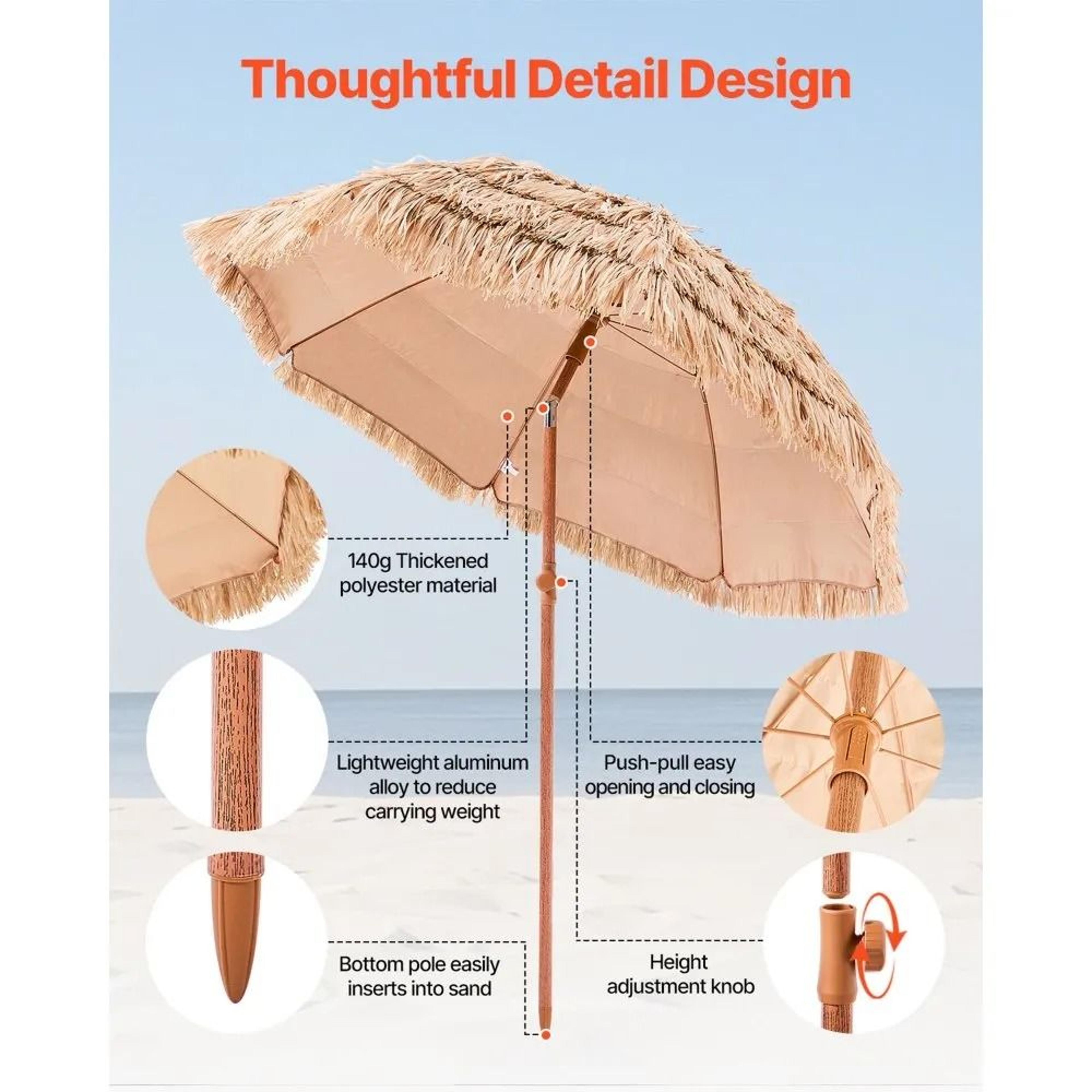 Tropical Shade Tiki Umbrella With Tilt And Portable Thatched Canopy 1