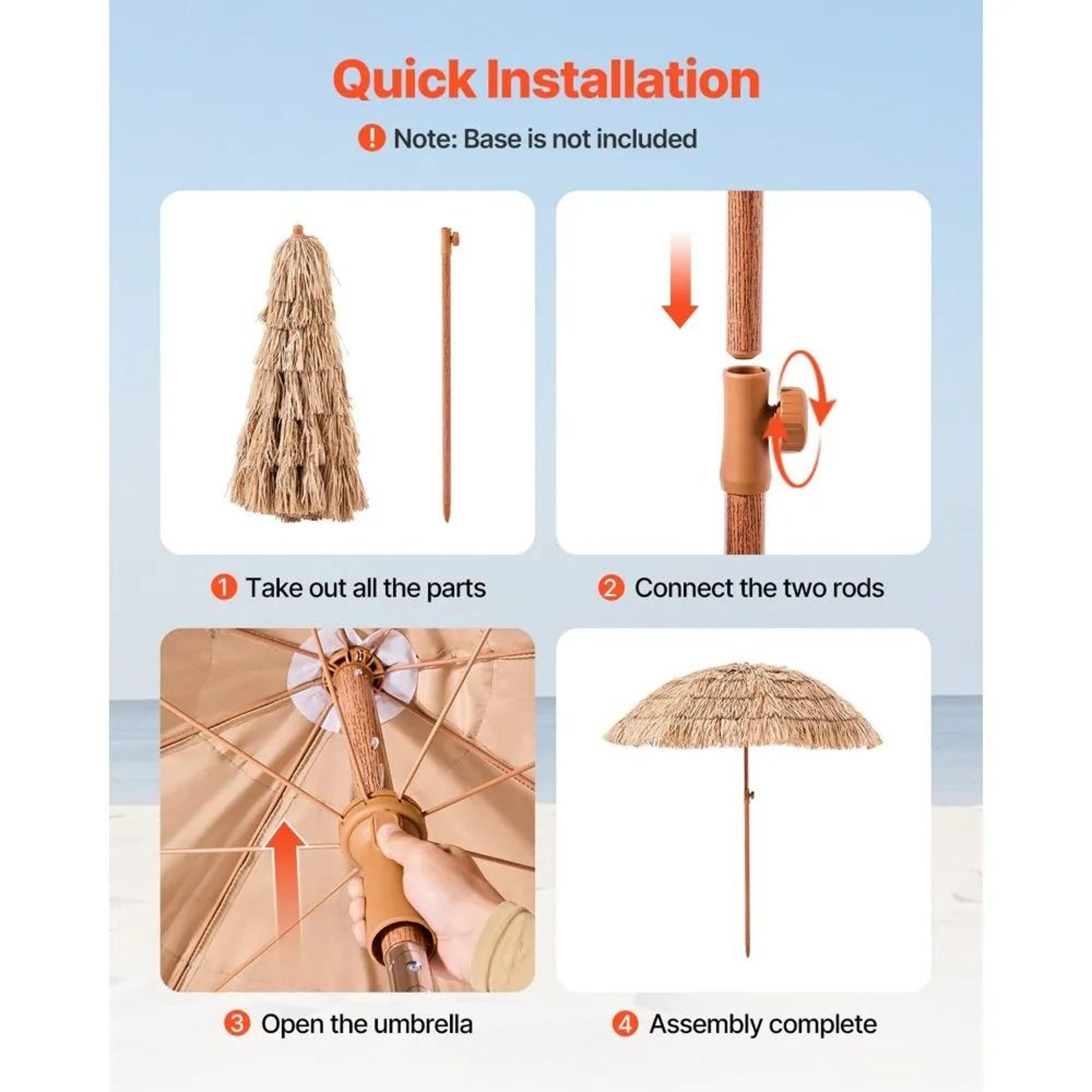 Tropical Shade Tiki Umbrella With Tilt And Portable Thatched Canopy 2