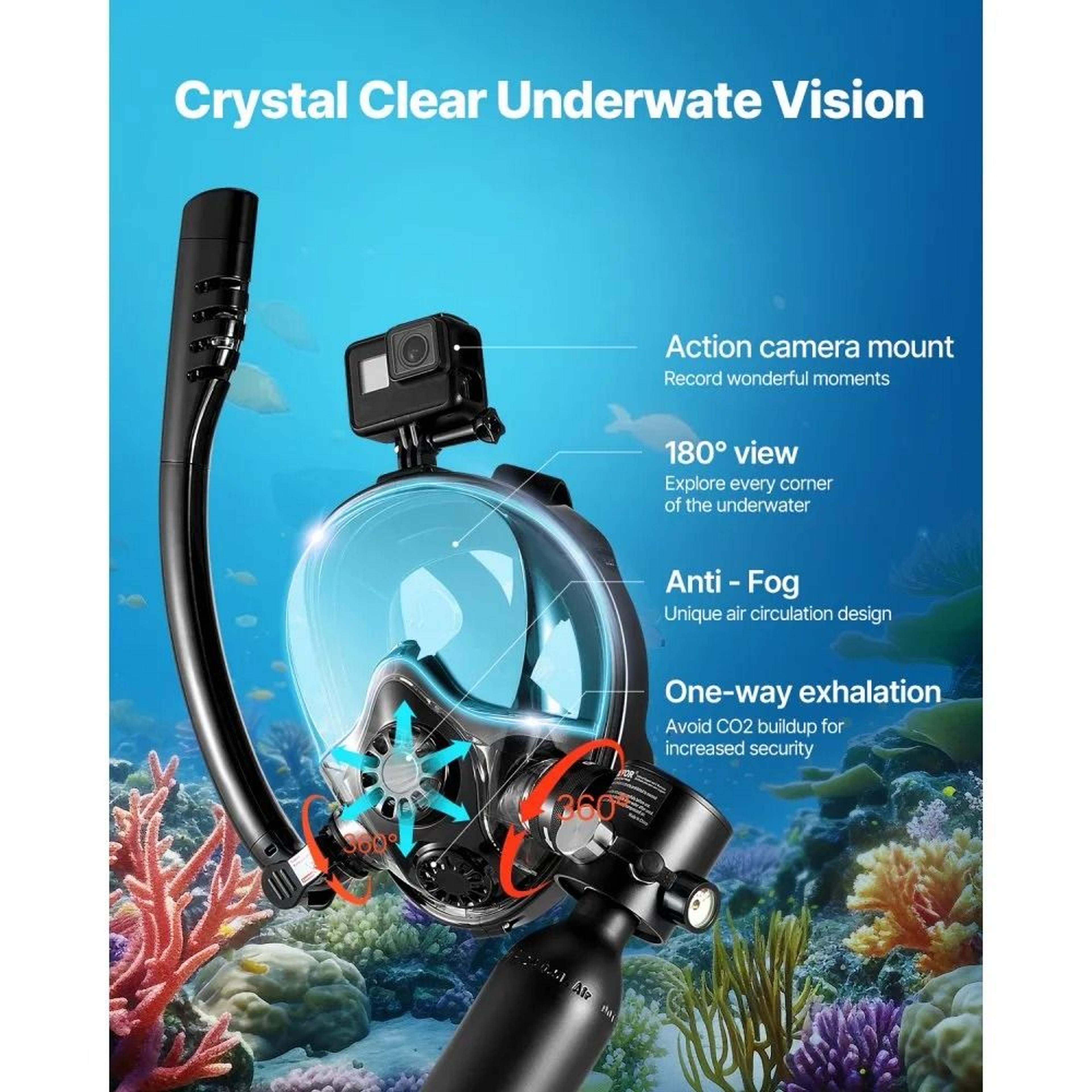Portable Mini Scuba Tank With Full Face Snorkel Mask And Backup Air System 2