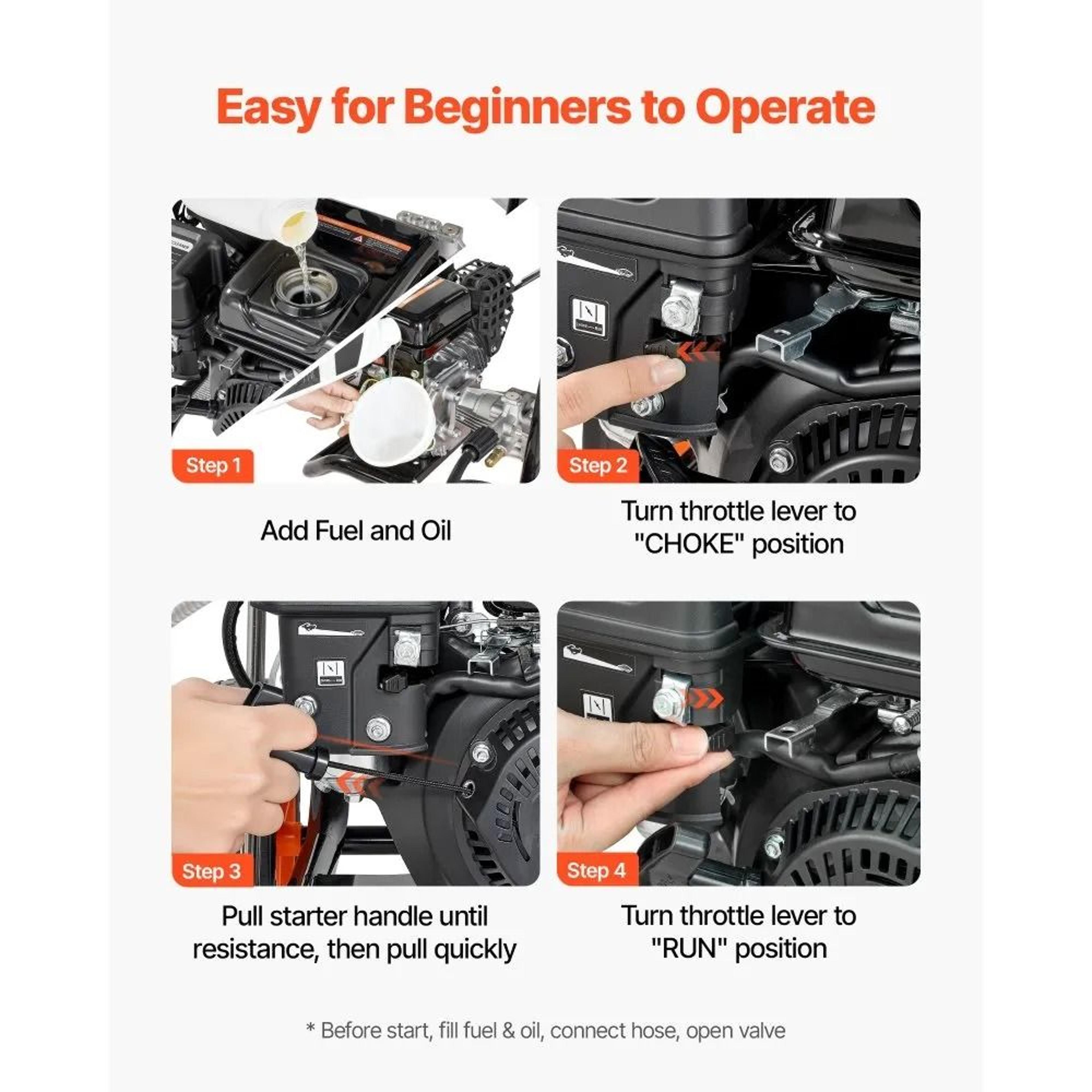 2900 PSI Gas Pressure Washer With Aluminum Pump And 4 Nozzles 4