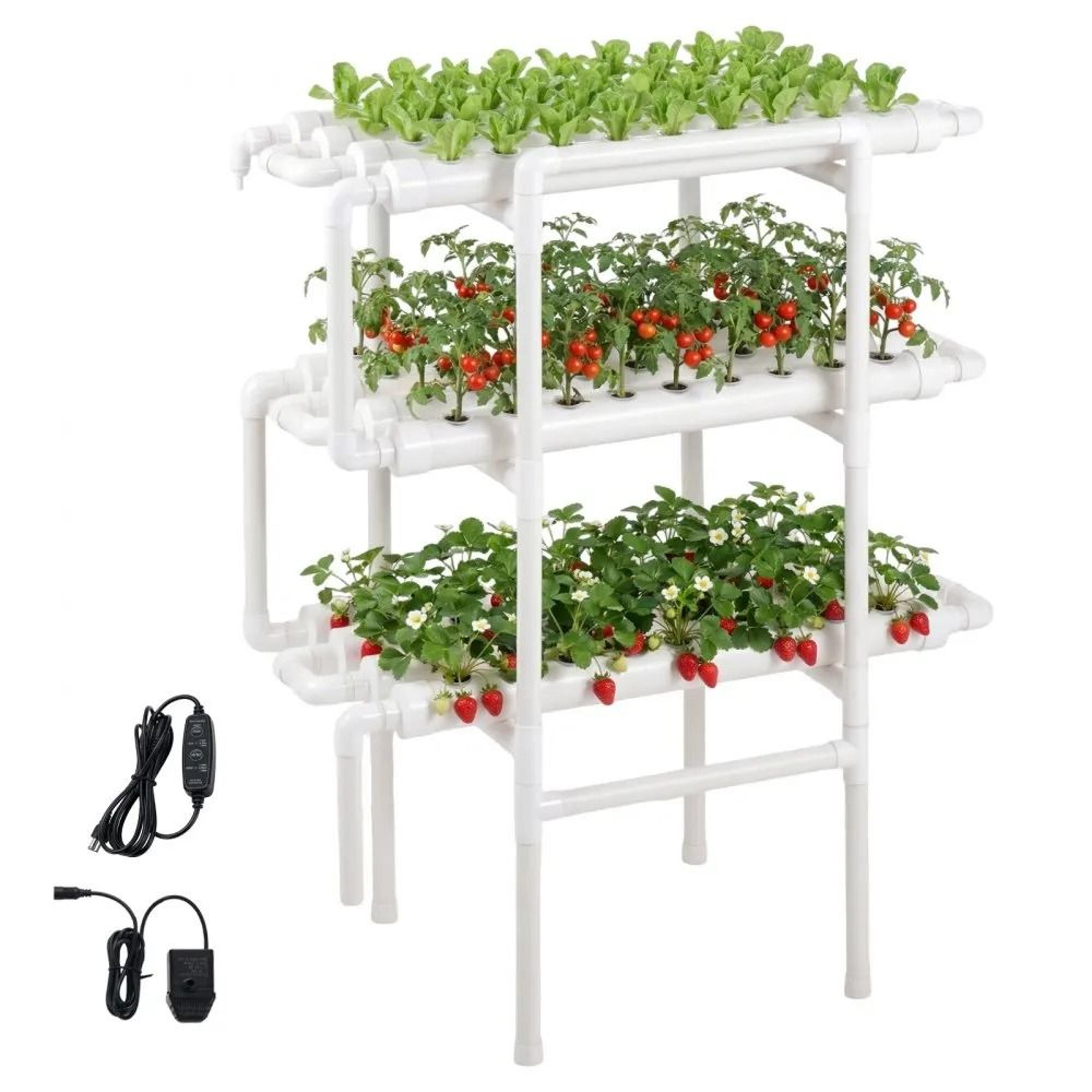 vertical hydroponic growing system with timed irrigation