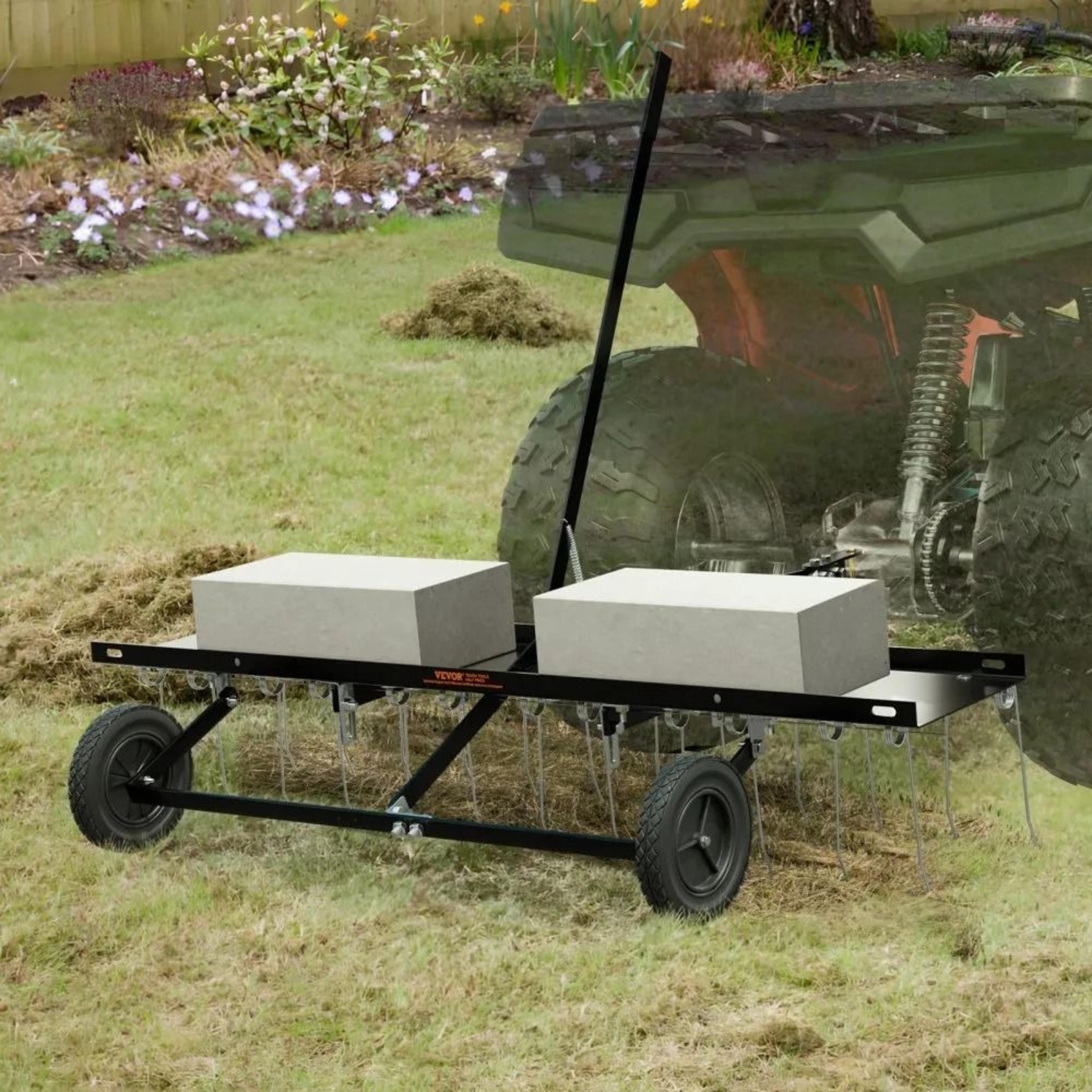 48 Inch Tow Behind Lawn Dethatcher With 24 Steel Tines For ATV And Mower 6