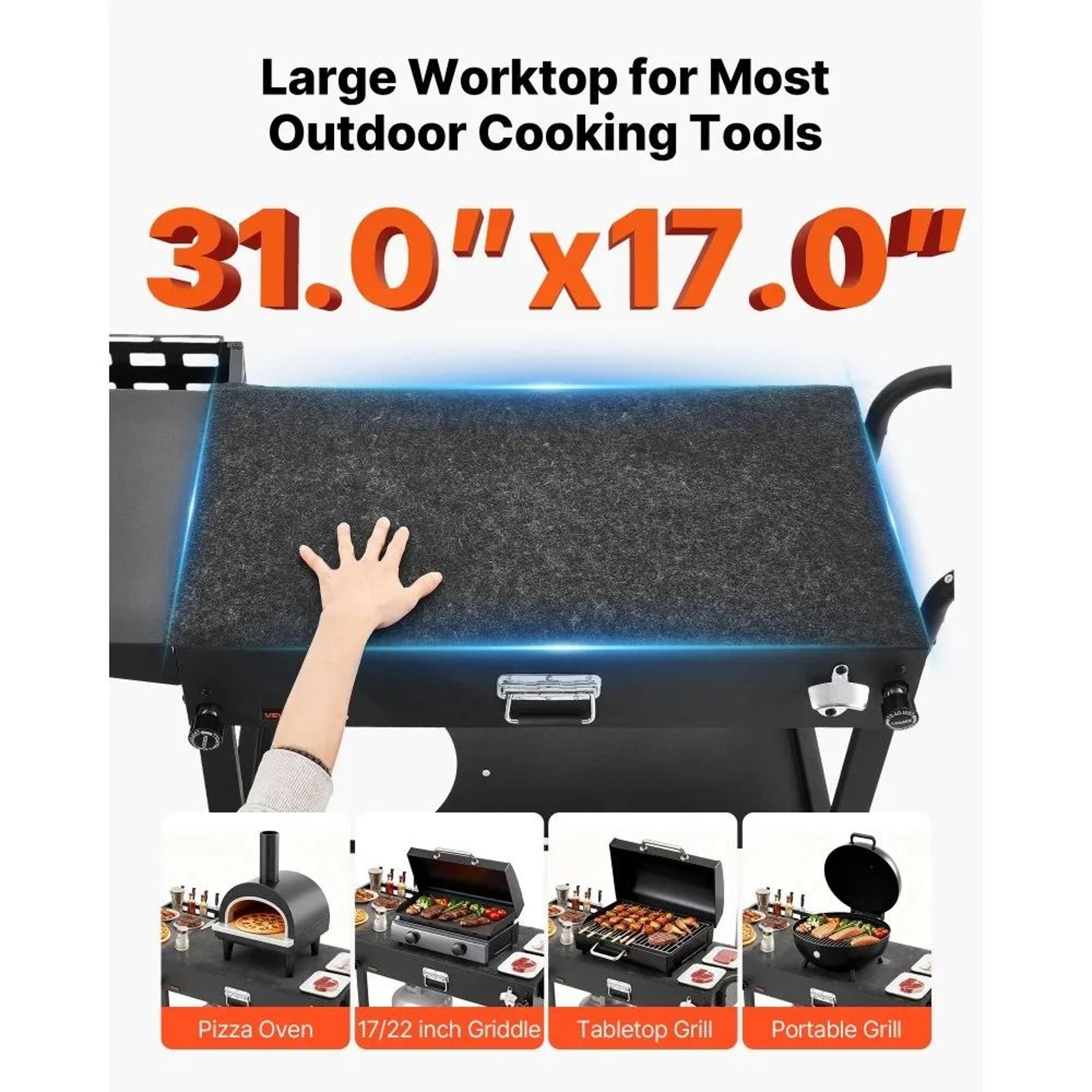 Portable Outdoor Grill Cart 31 Inch BBQ Prep Table With Foldable Design And Wheels 1