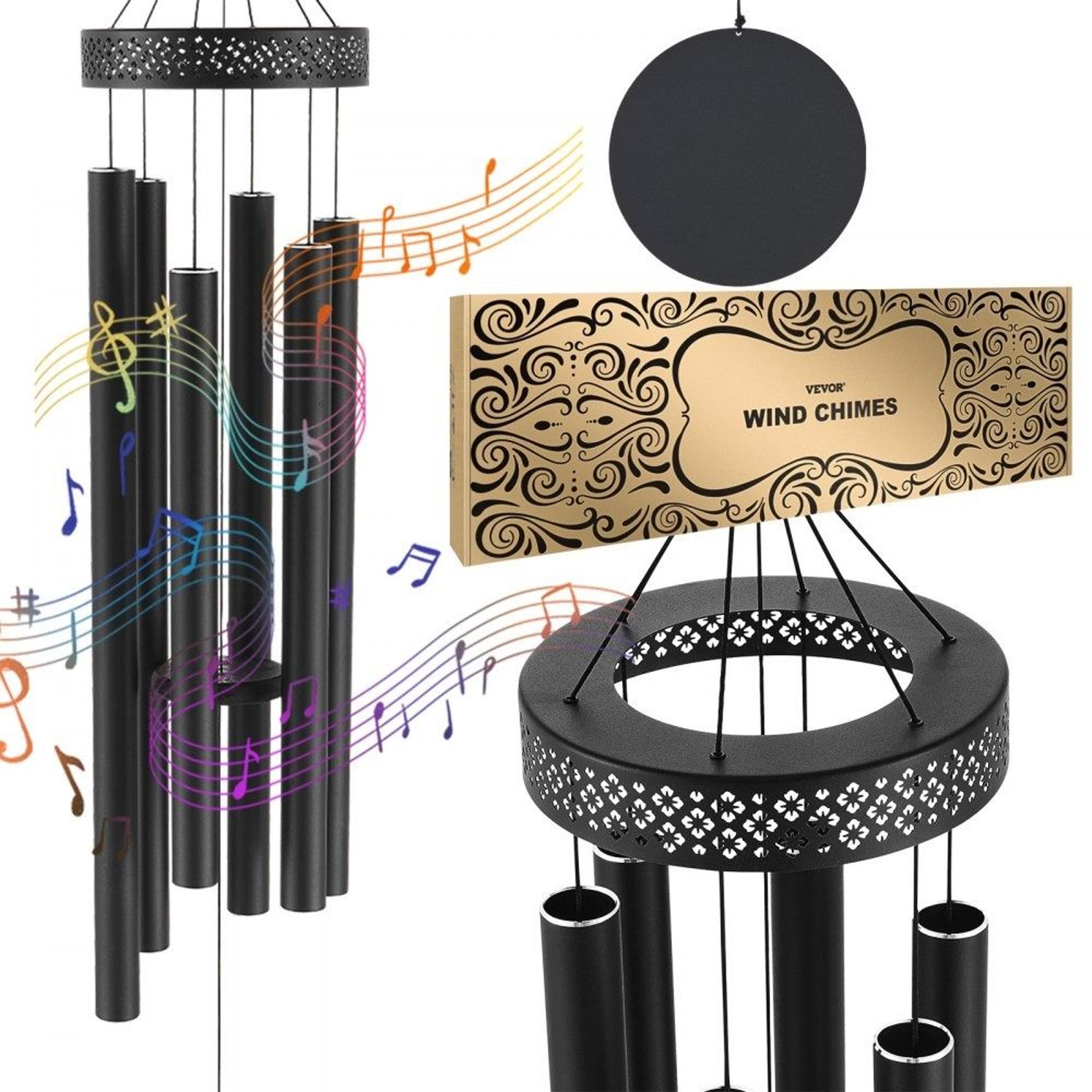 58 inch deep tone wind chimes for outside with 6 hand tuned aluminum tubes