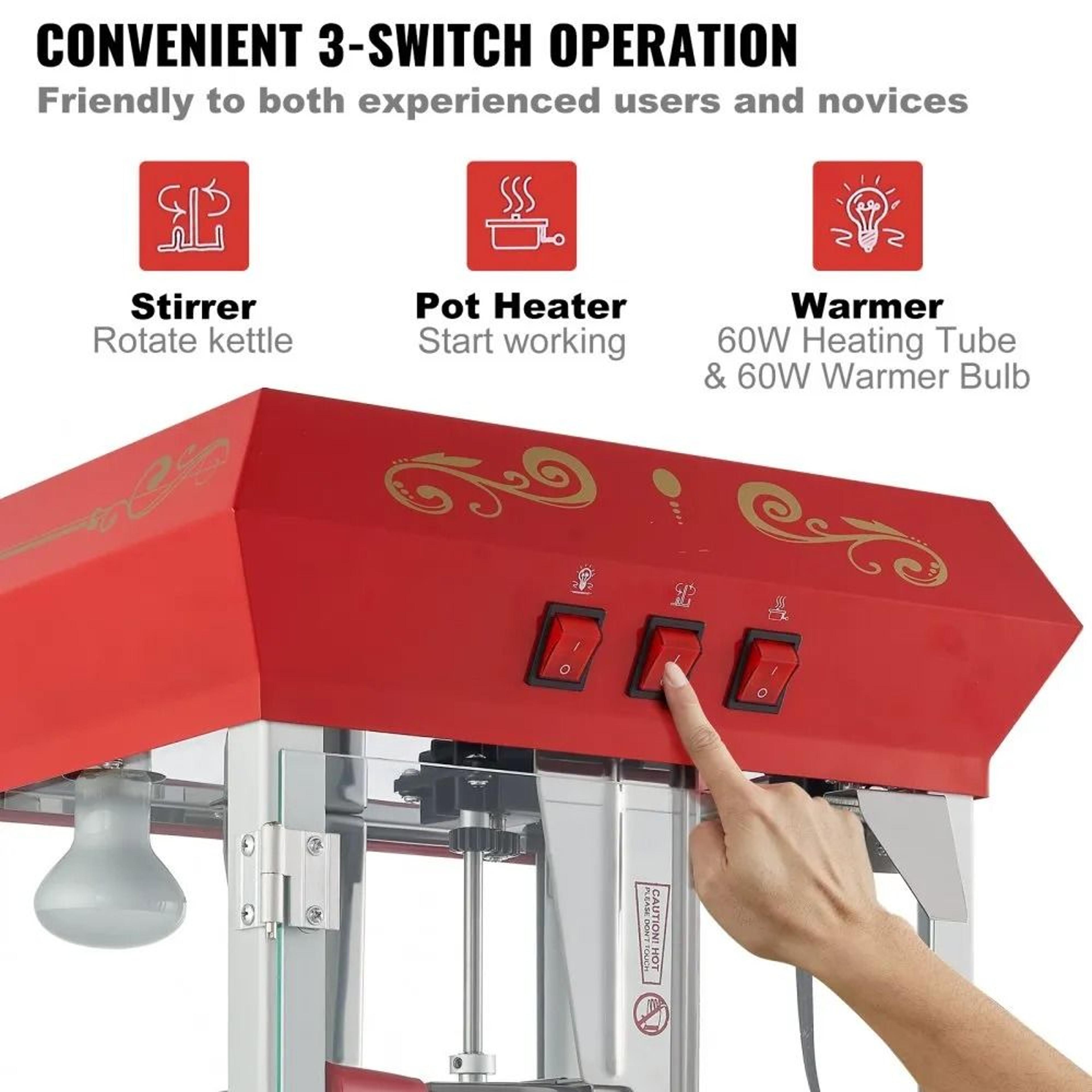 8 Oz Commercial Popcorn Machine With Cart And 48 Cup Capacity 5