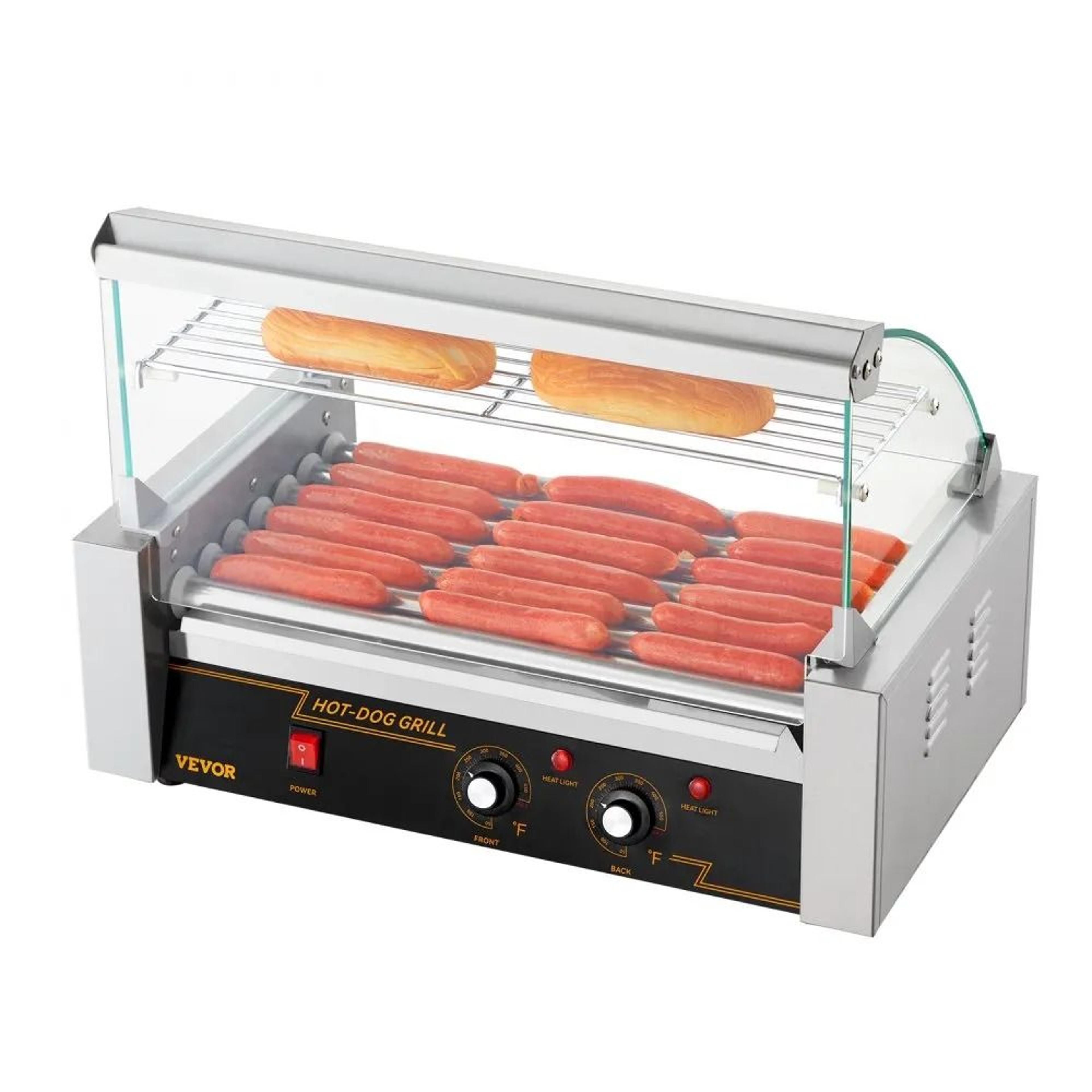 Commercial Hot Dog Roller Grill With Dual Heat And Bun Warmer 18 Dog Capacity 7