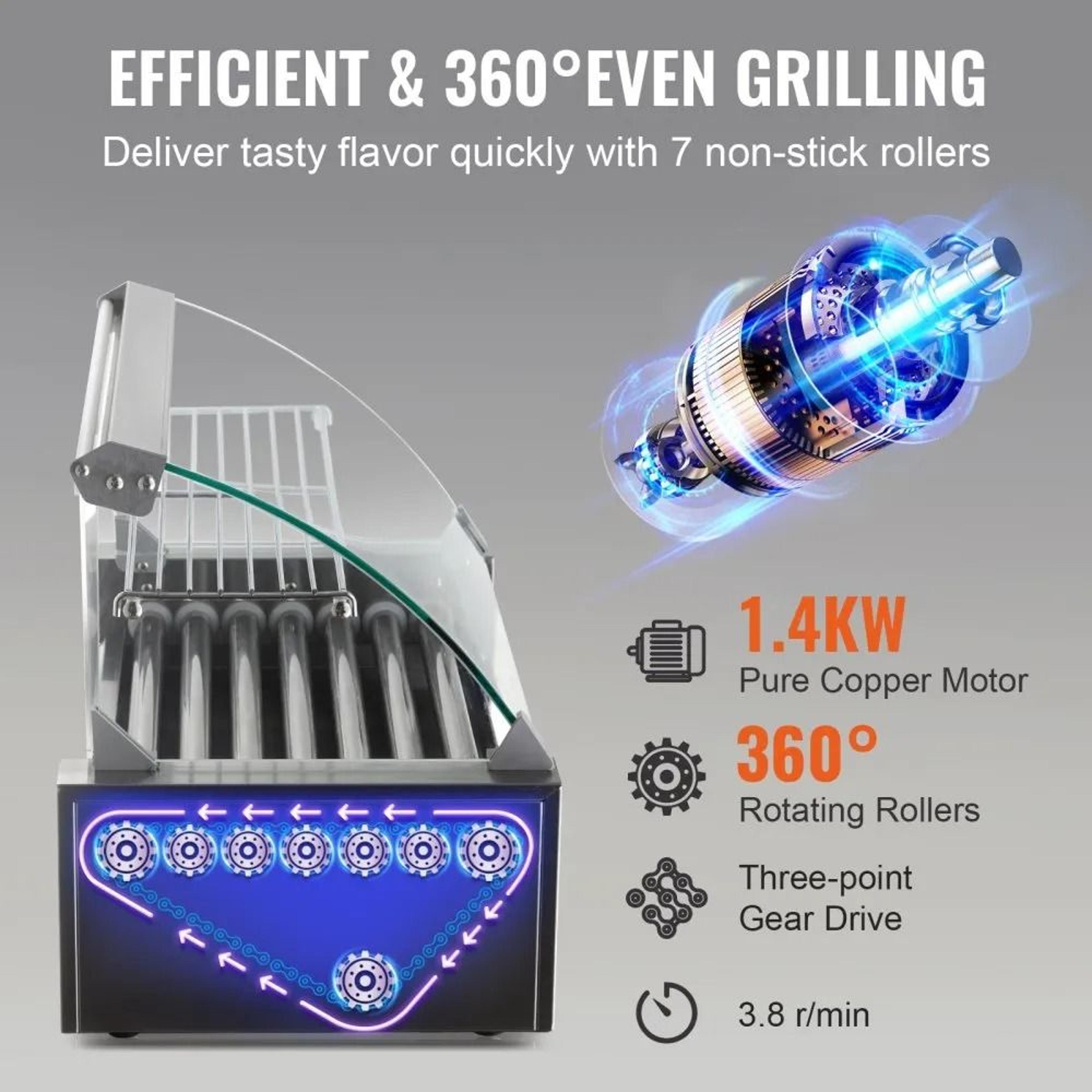 Commercial Hot Dog Roller Grill With Dual Heat And Bun Warmer 18 Dog Capacity 4