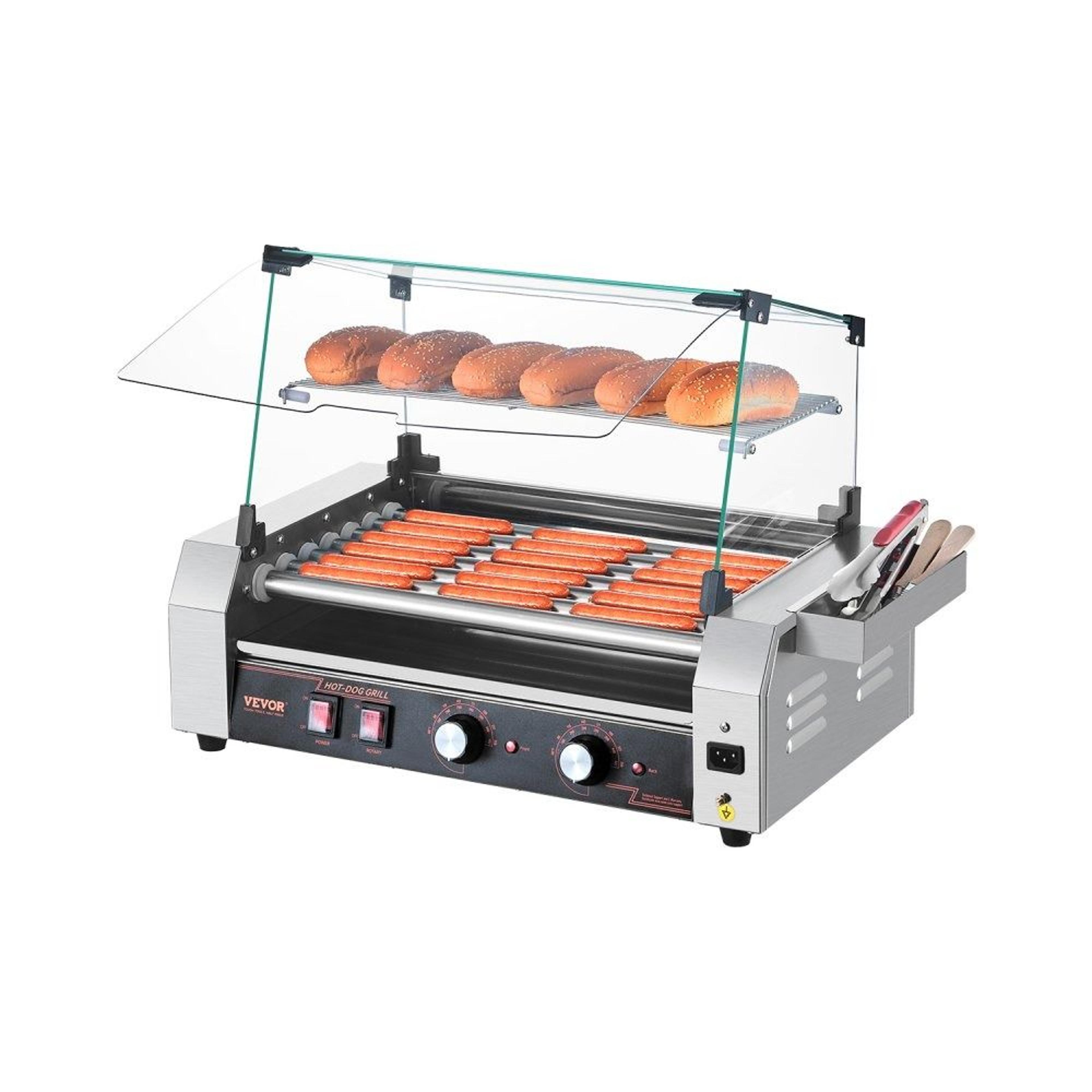 commercial hot dog roller grill machine with 18 hot dog capacity stainless steel cooker