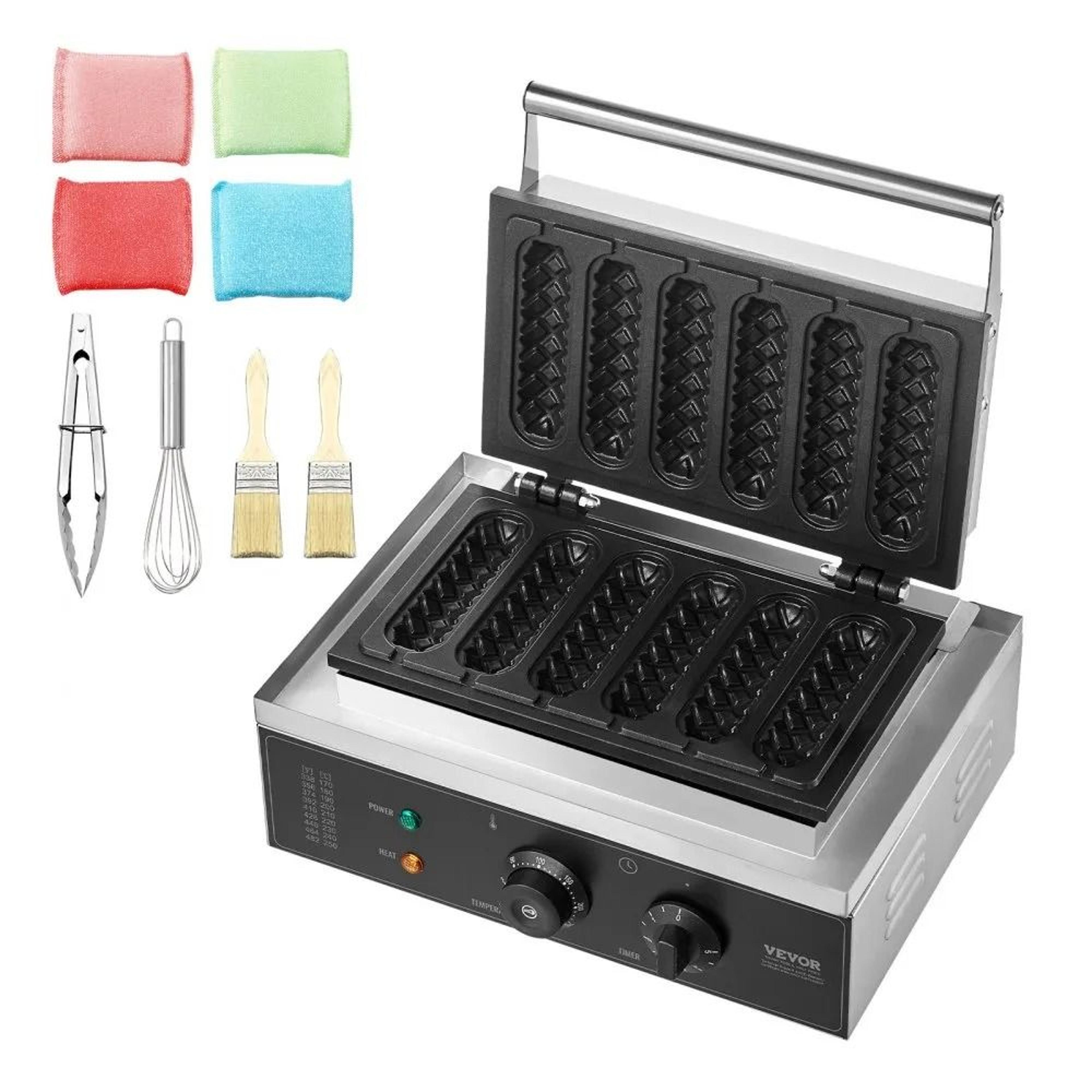 Commercial Waffle Stick Maker 6PCS 1500W Non Stick Waffle Baker Machine 10