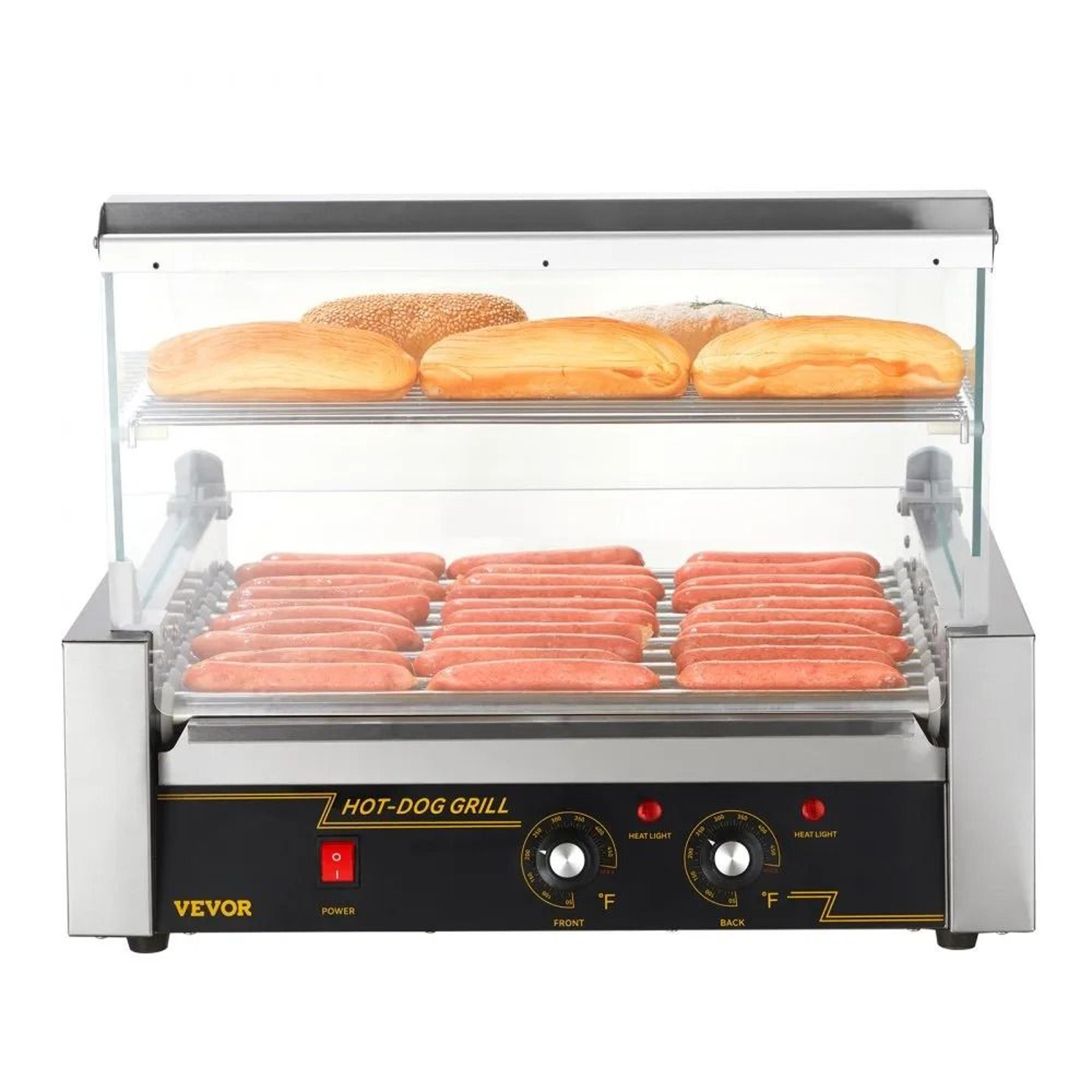 commercial hot dog roller grill machine 11 rollers 30 capacity stainless steel sausage cooker