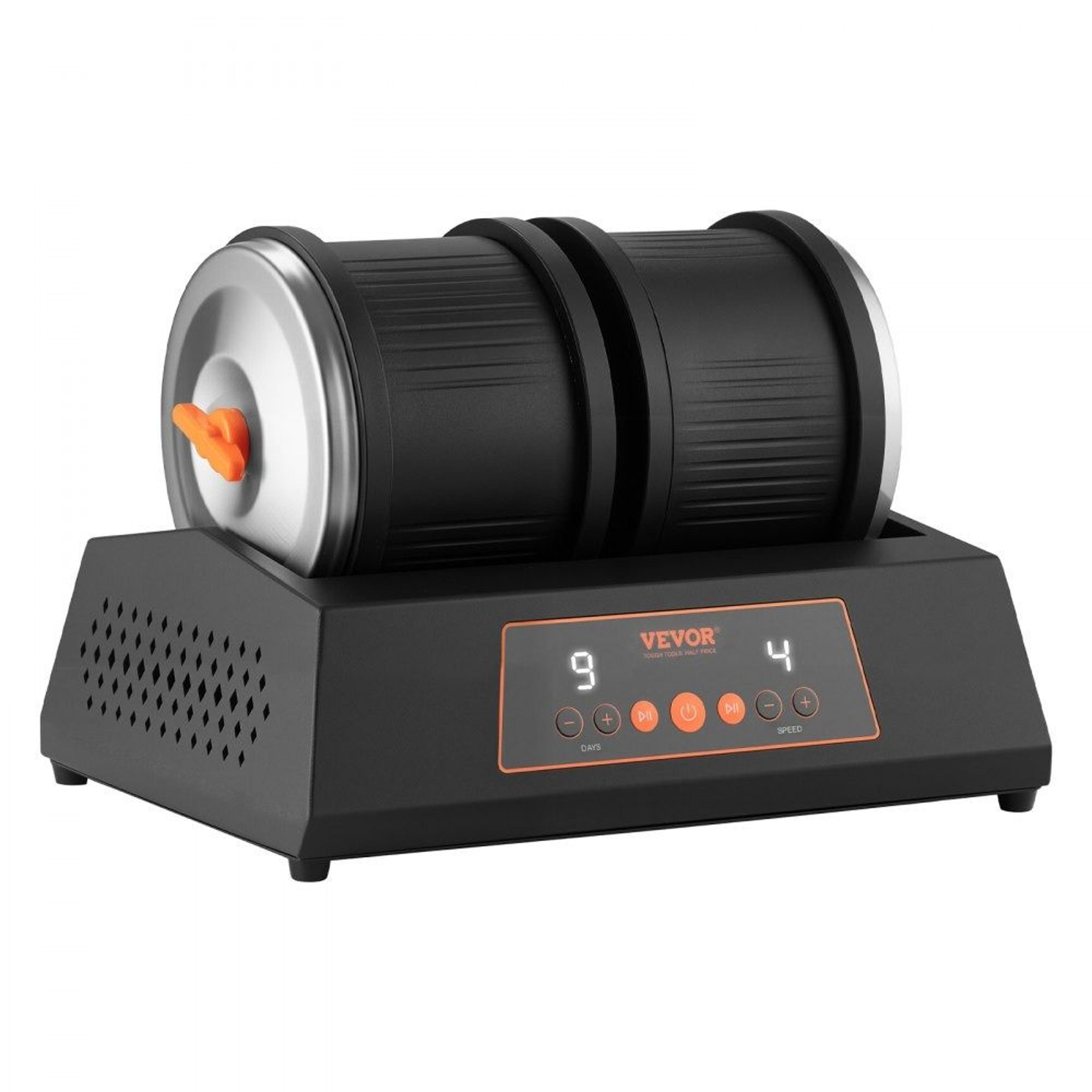 8 lb double barrel rock tumbler kit with 4 speeds and 9 day timer
