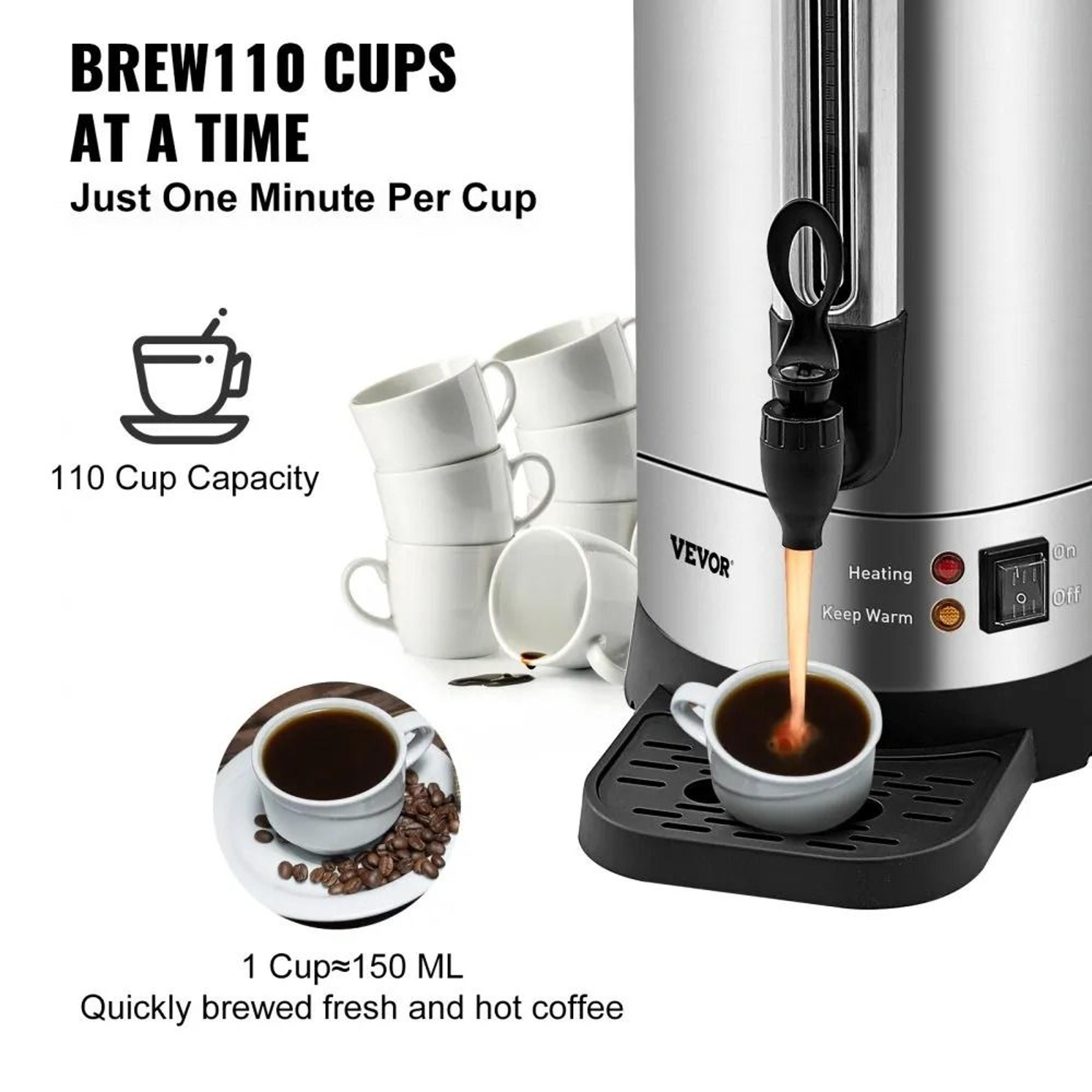 110 Cup Commercial Coffee Urn With Fast Brewing And Stainless Steel Dispenser 5