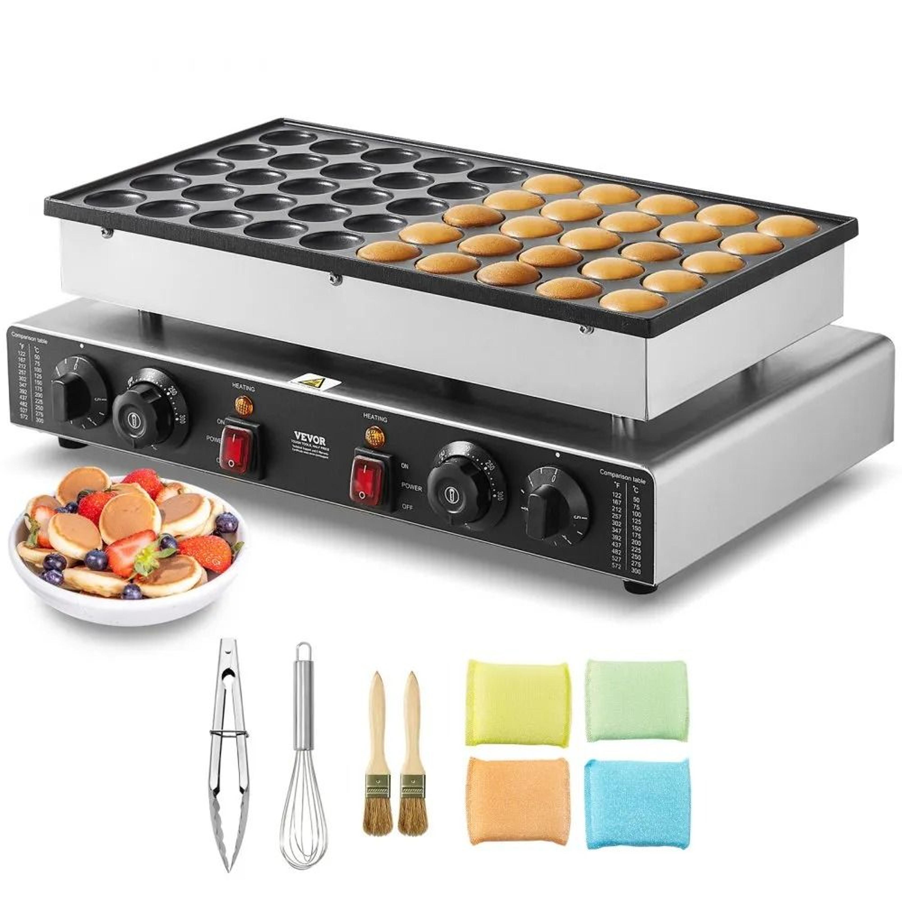 50-cavity commercial mini dutch pancake maker with dual temperature control