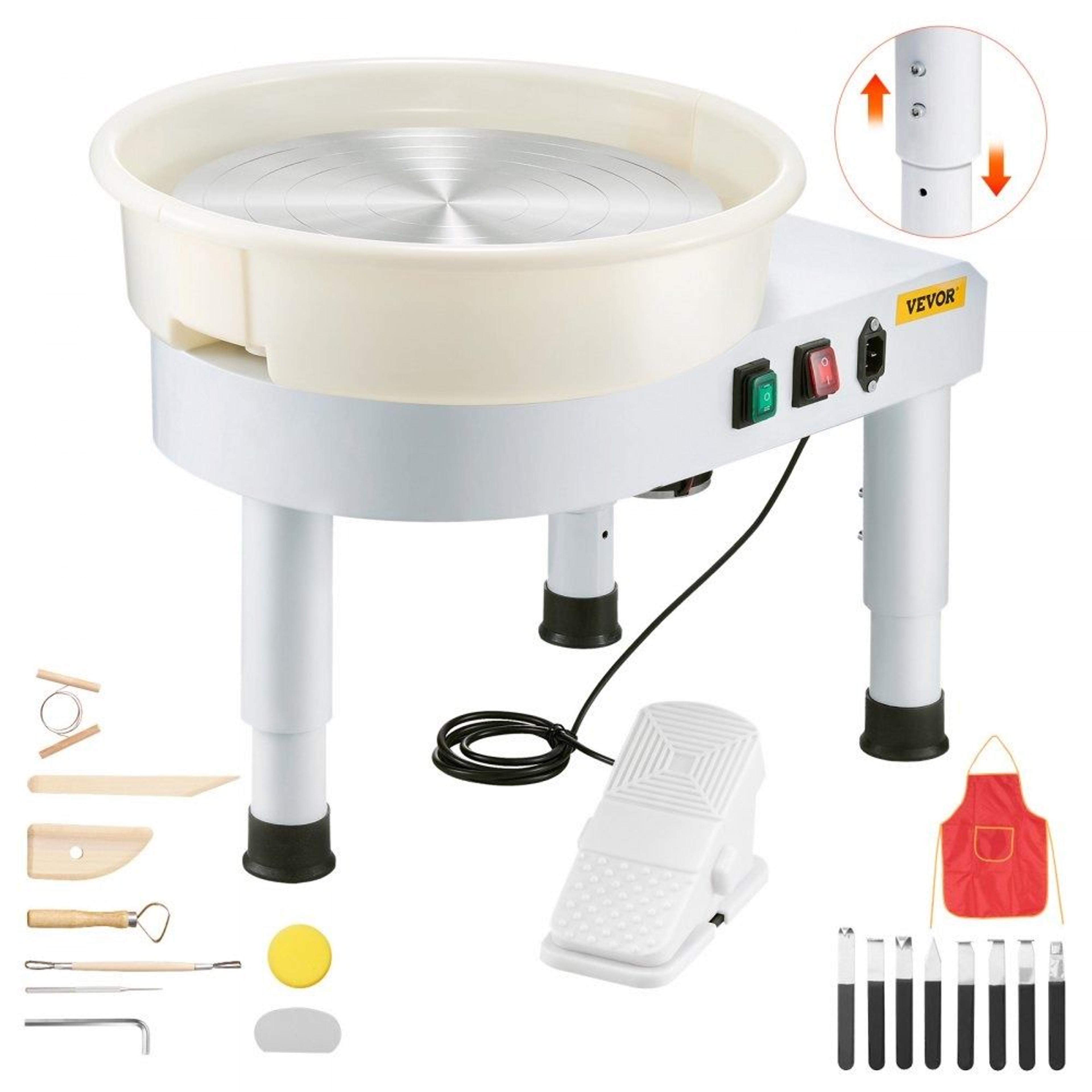 14 inch electric pottery wheel with foot pedal and adjustable height