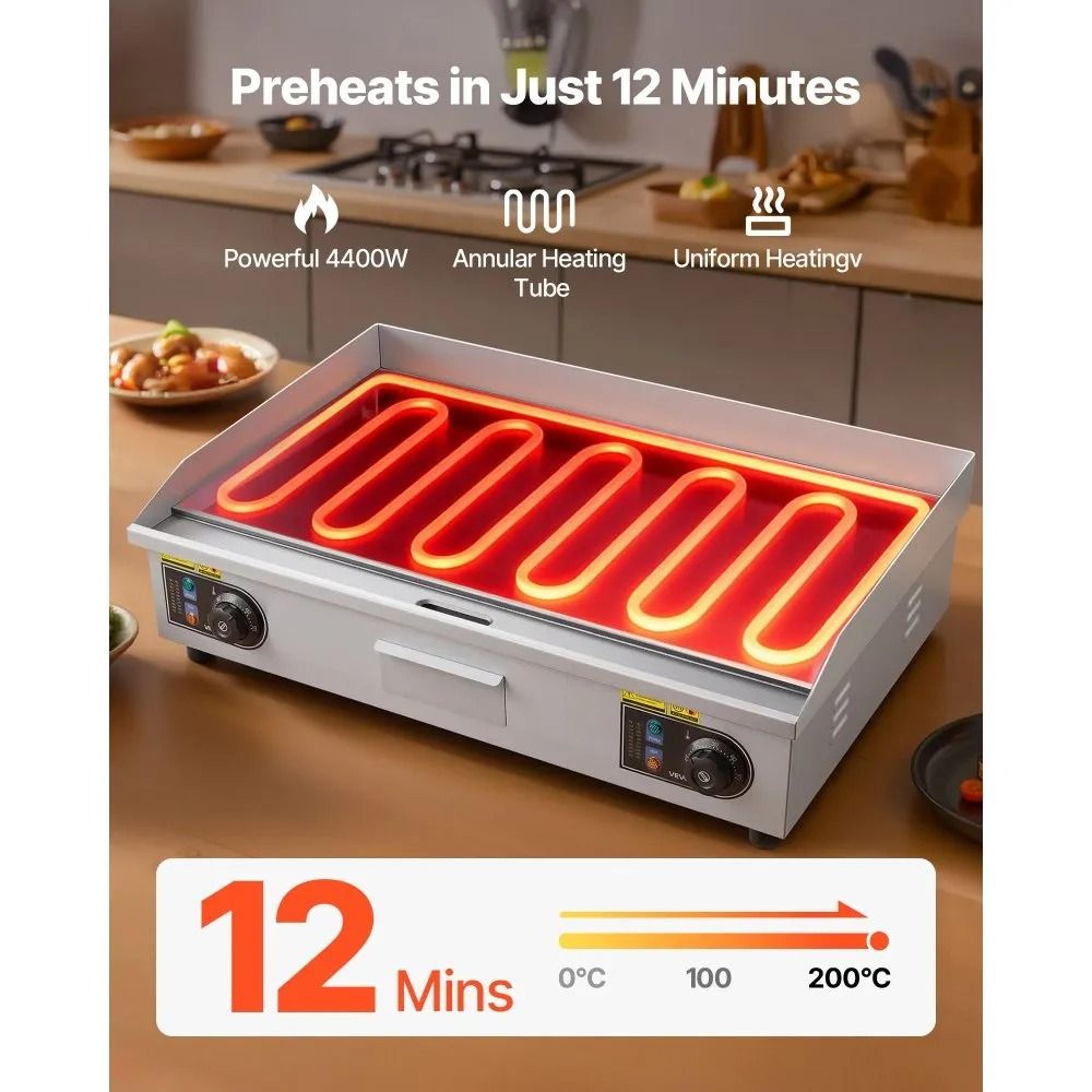 Commercial Electric Griddle 4400W Half Grooved Countertop Flat Top Grill 2