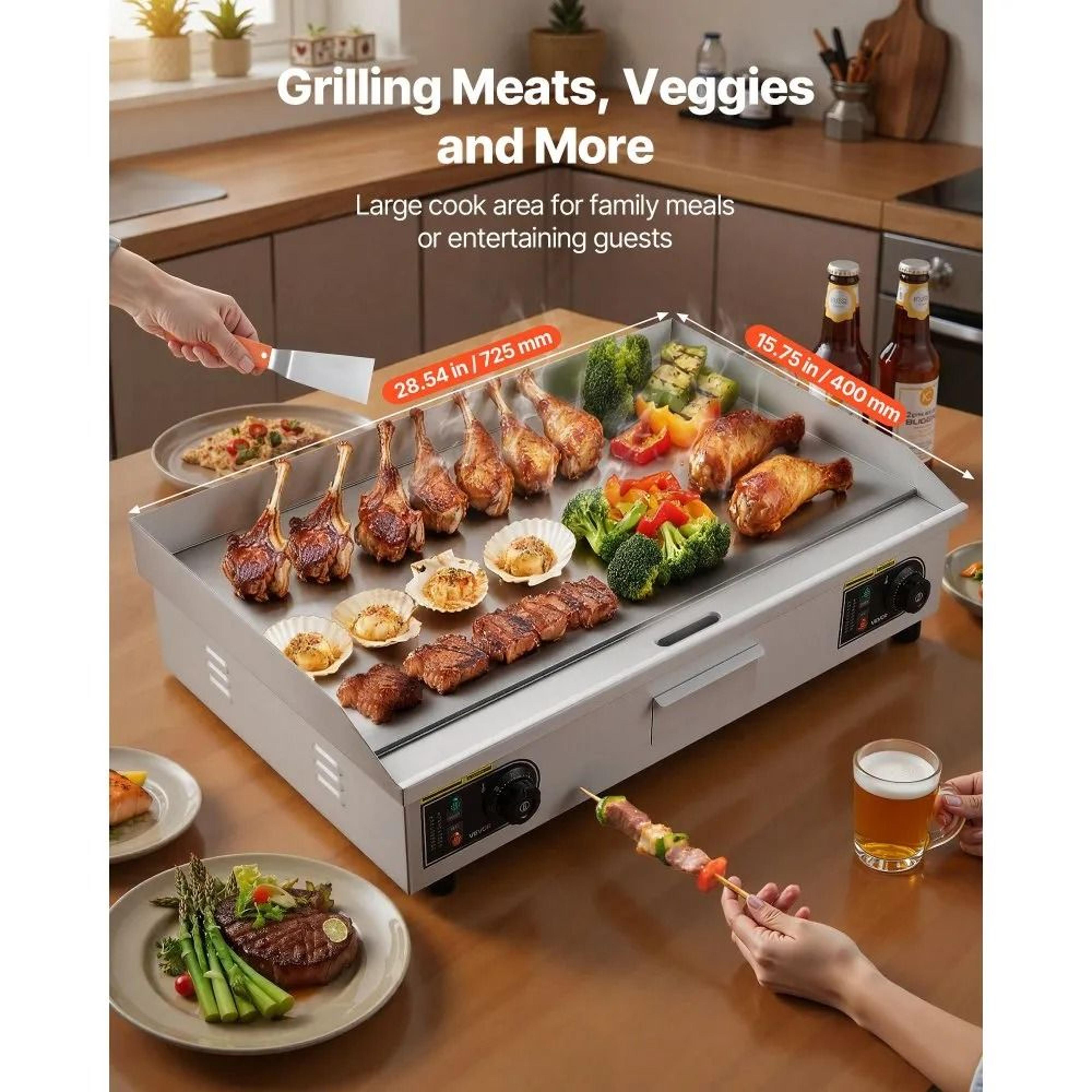 Commercial Electric Griddle 4400W Half Grooved Countertop Flat Top Grill 3
