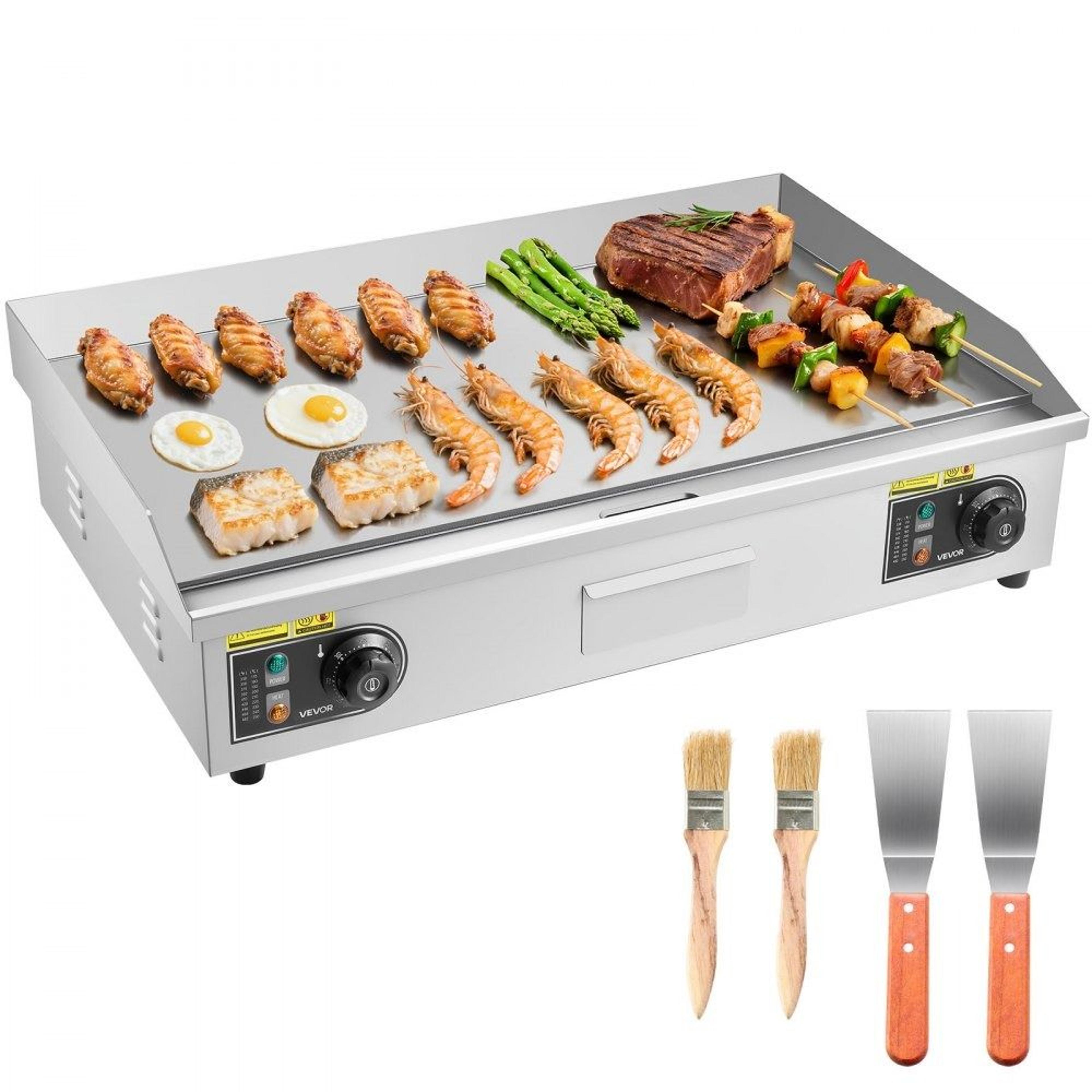 commercial electric griddle 4400w half grooved countertop flat top grill