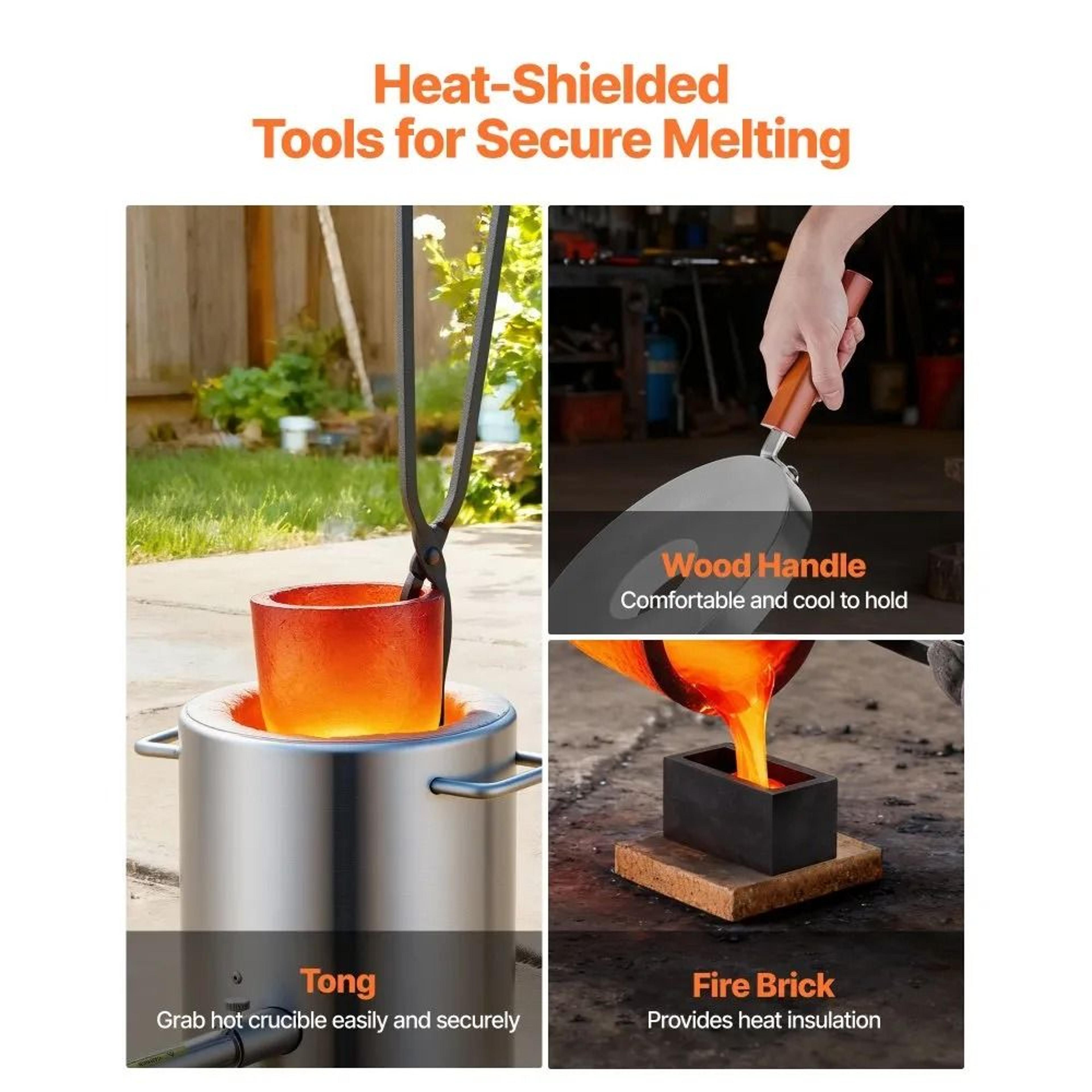 6KG Propane Melting Furnace Kit With Graphite Crucible And Tongs 6