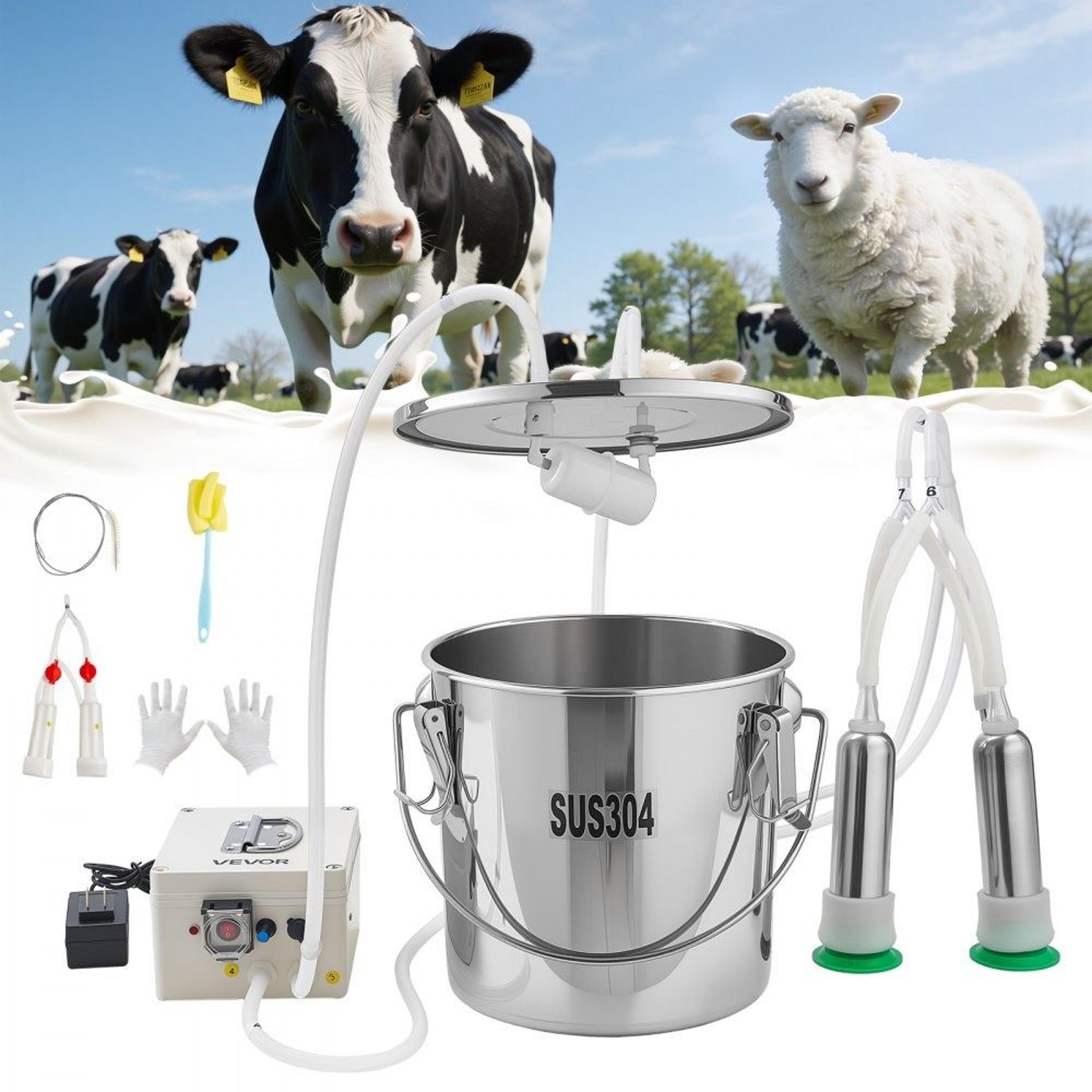 cordless goat milking machine with 12l stainless steel bucket