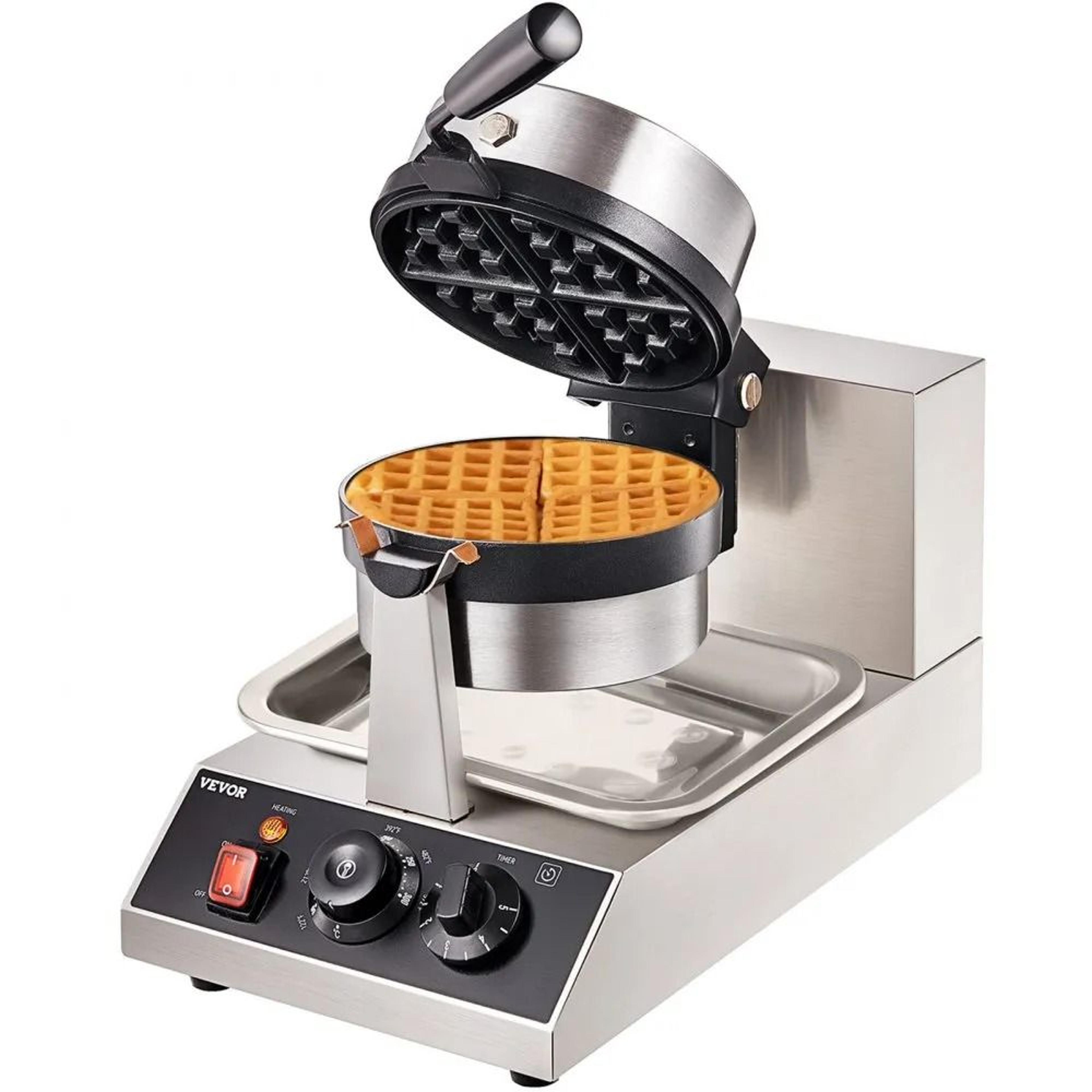 commercial round waffle maker with adjustable temperature and nonstick plates