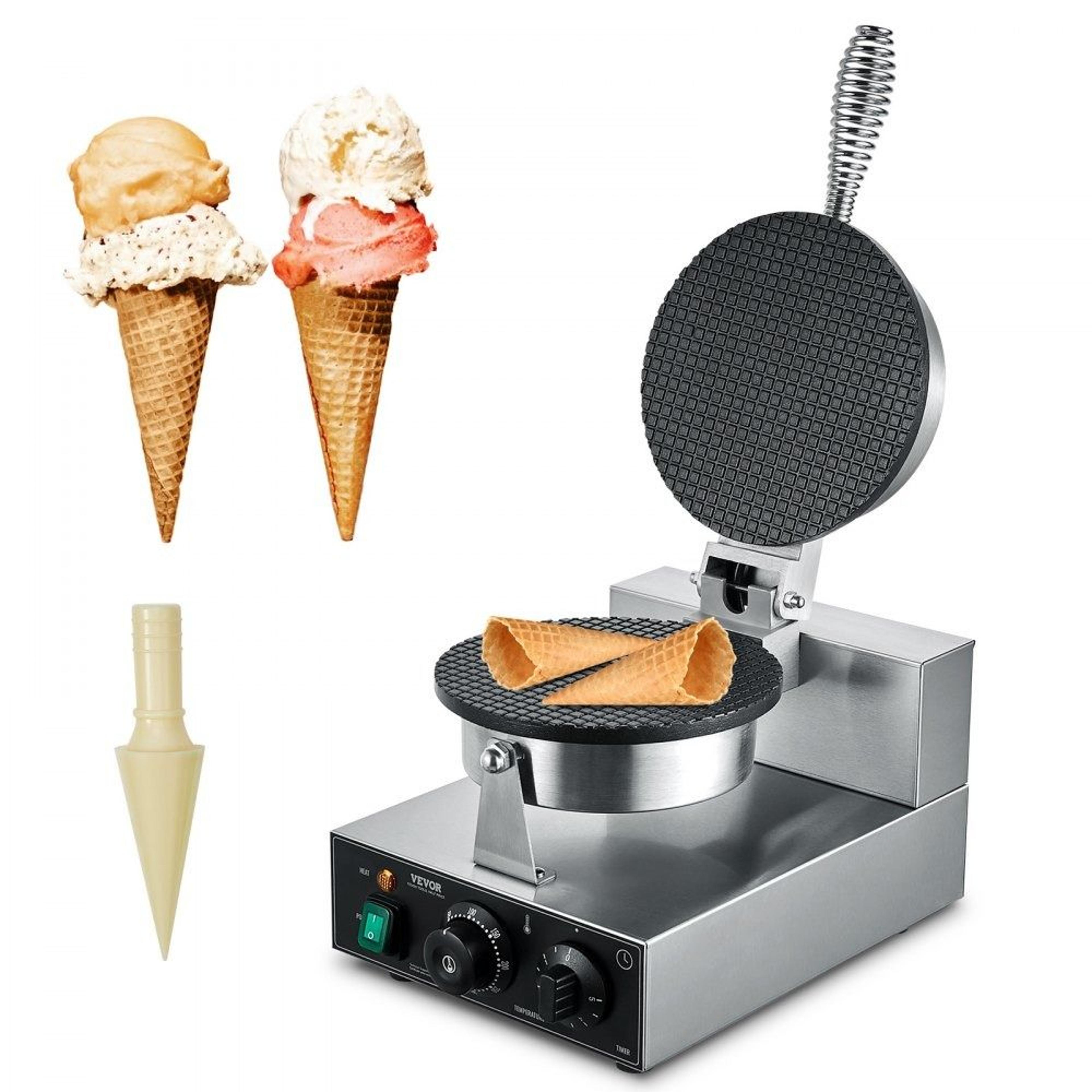 commercial waffle cone maker with nonstick plates and temperature control