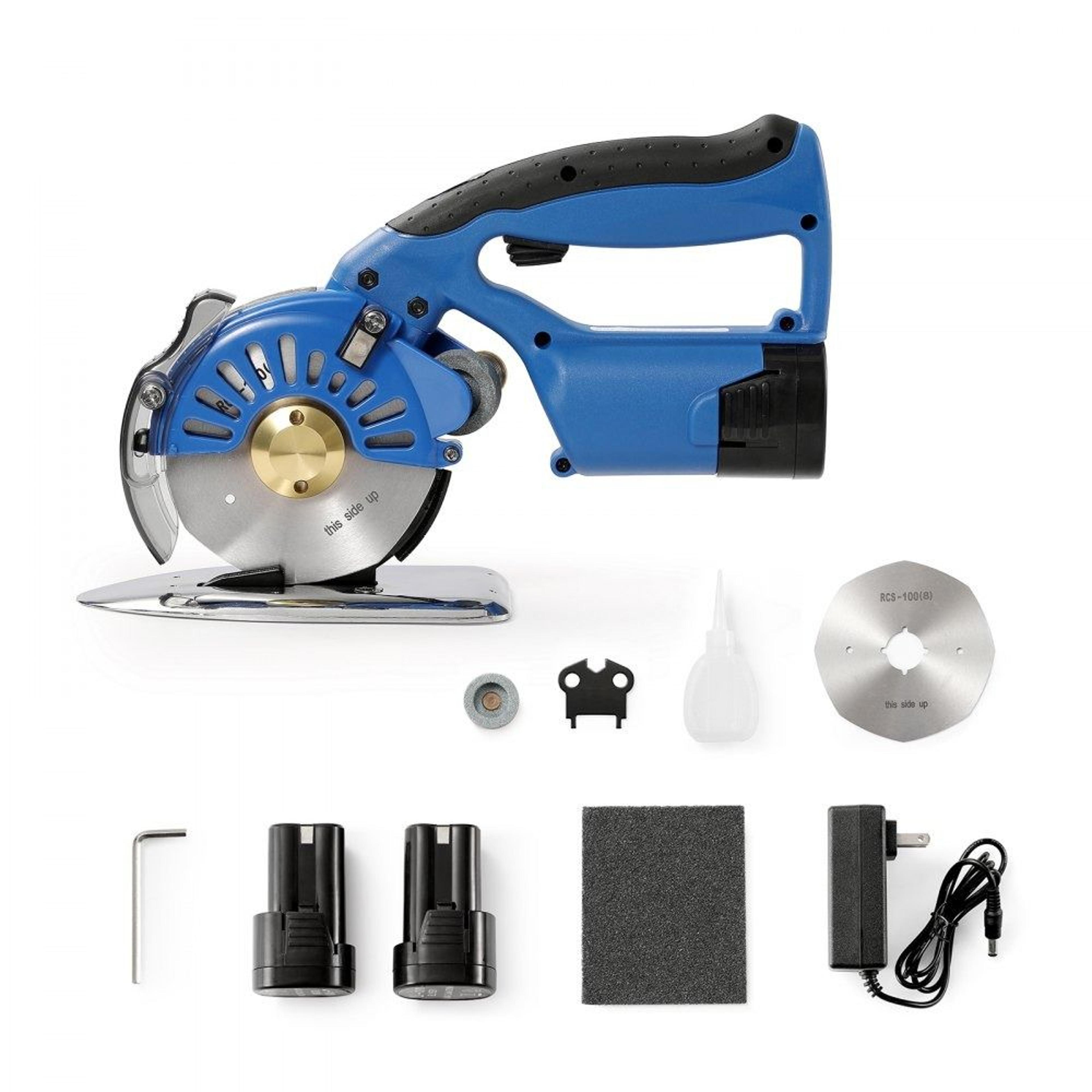 heavy duty cordless electric fabric cutter machine with rotary blade for multi layer cutting