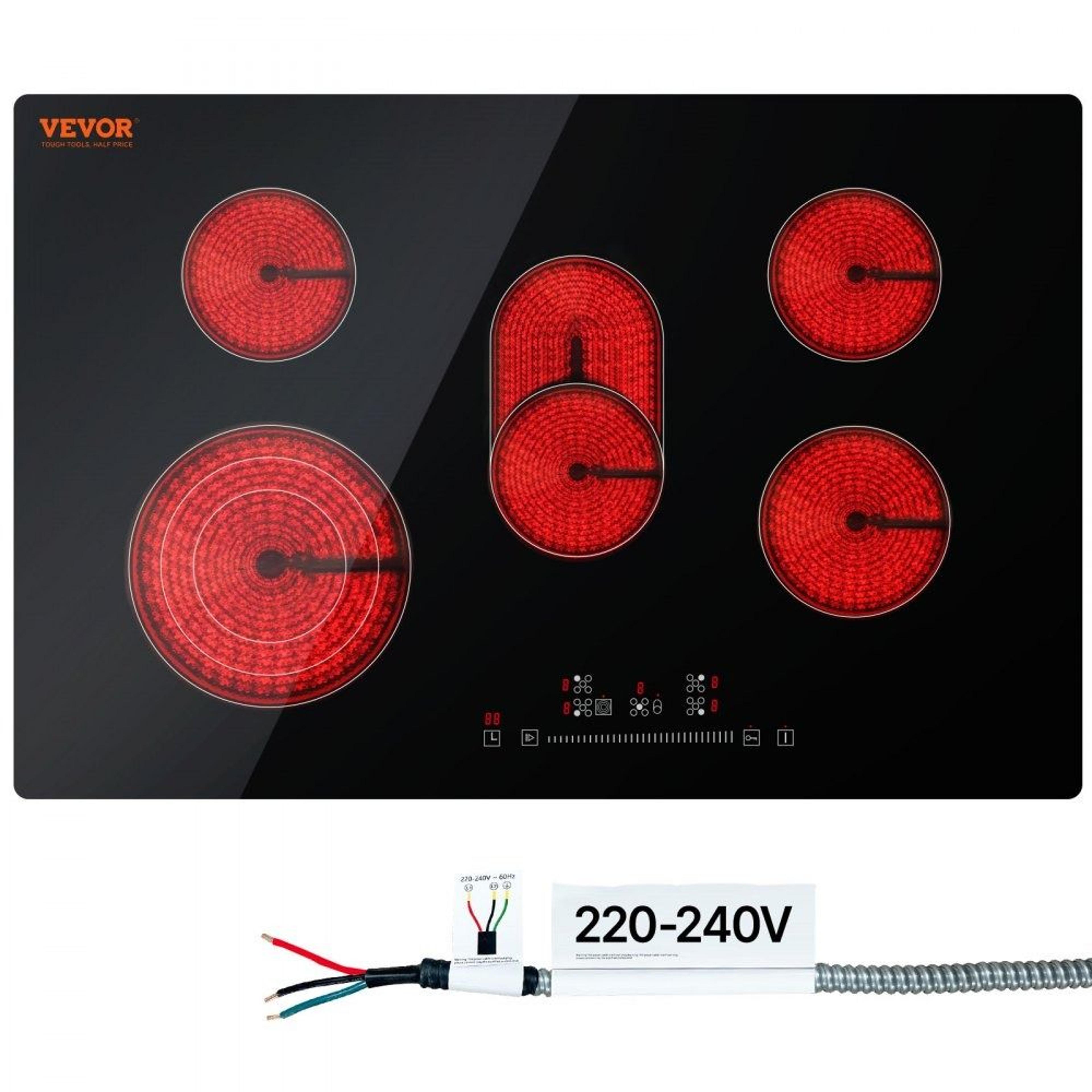 5 burner electric cooktop glass radiant stove top with touch control