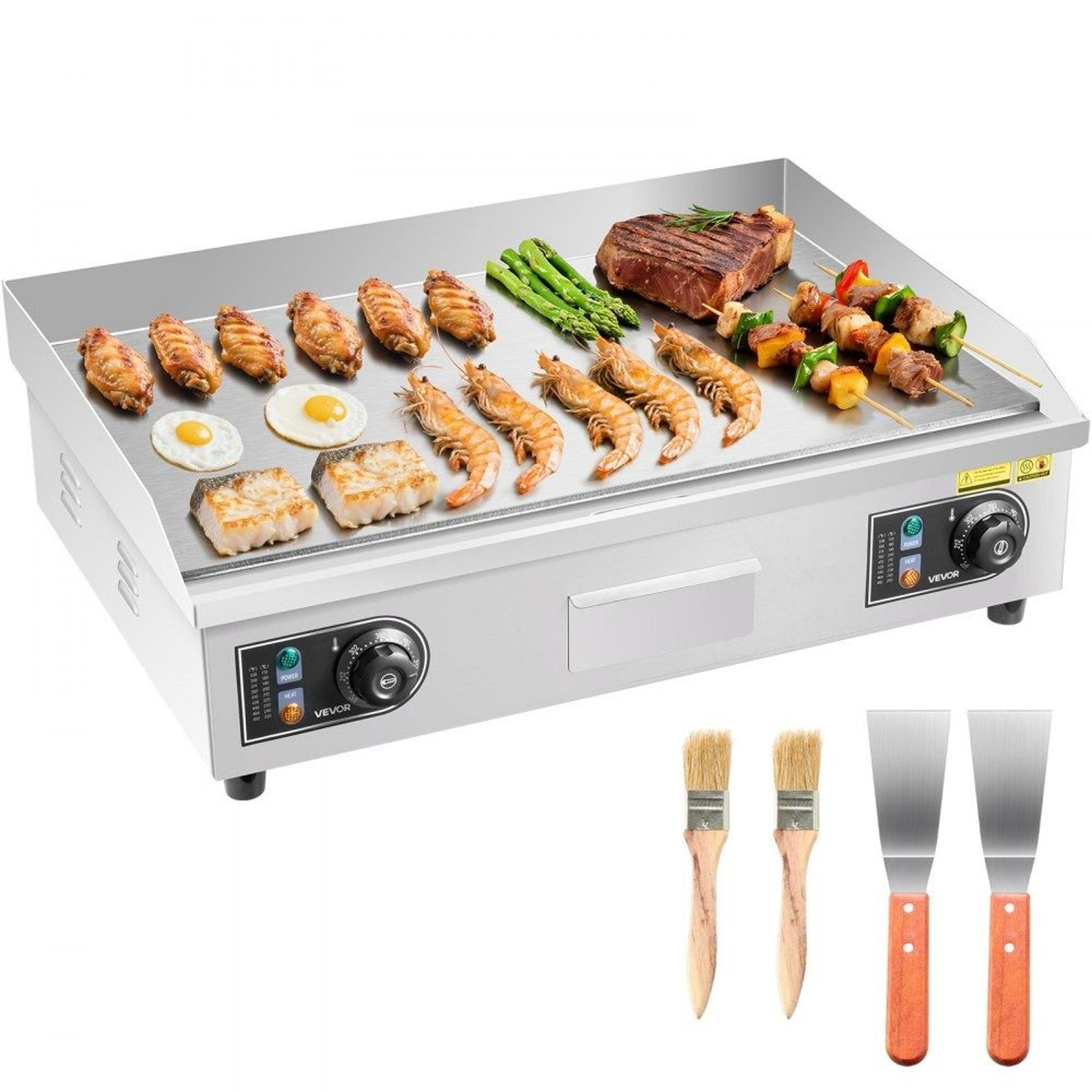 commercial electric griddle 2800w stainless steel flat top grill for restaurant and home cooking