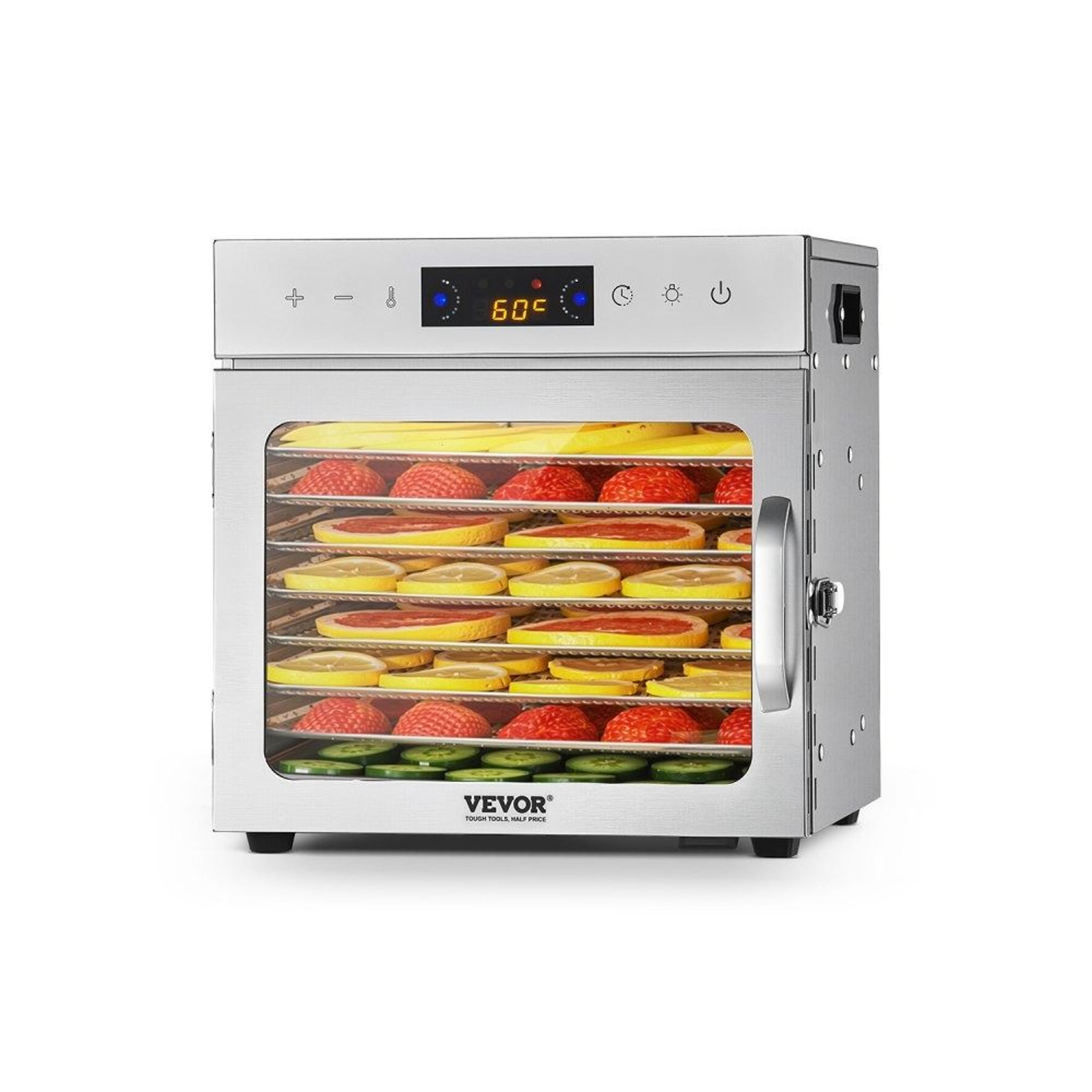 8 tray food dehydrator machine stainless steel jerky dryer with 24h timer