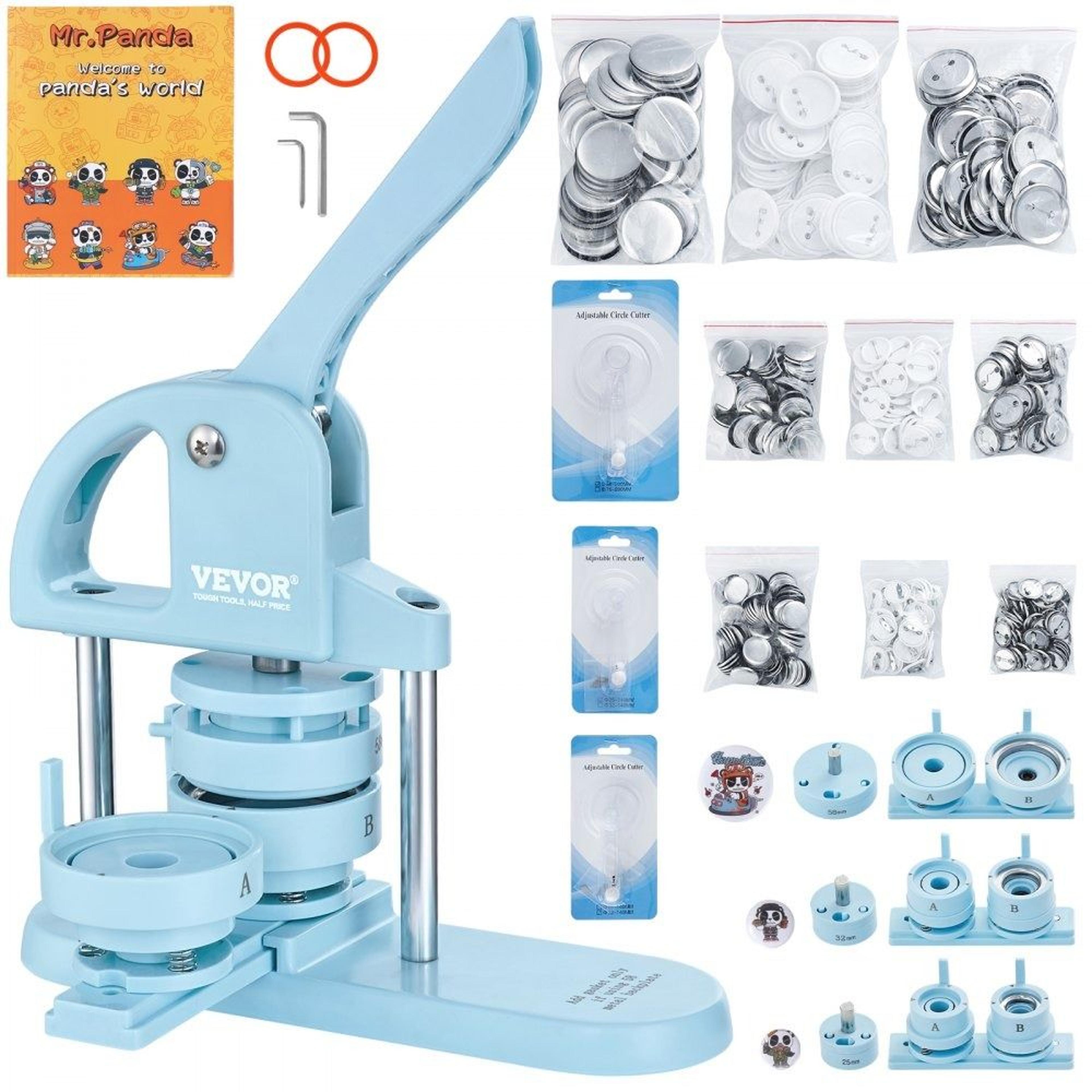 3-in-1 button maker machine kit with 300pcs parts for diy pins and custom badges