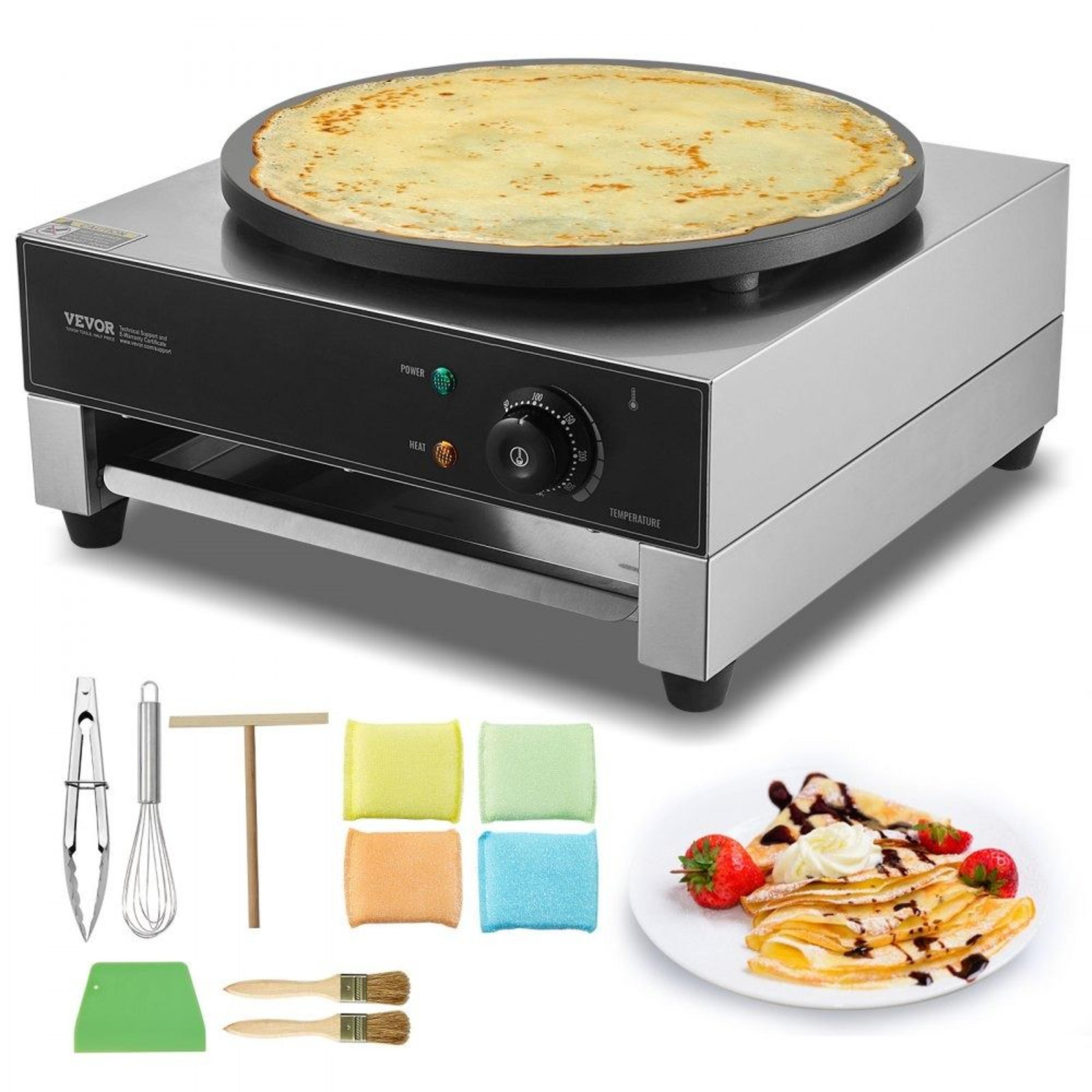 commercial electric crepe maker 16 inch nonstick pancake griddle 1700w