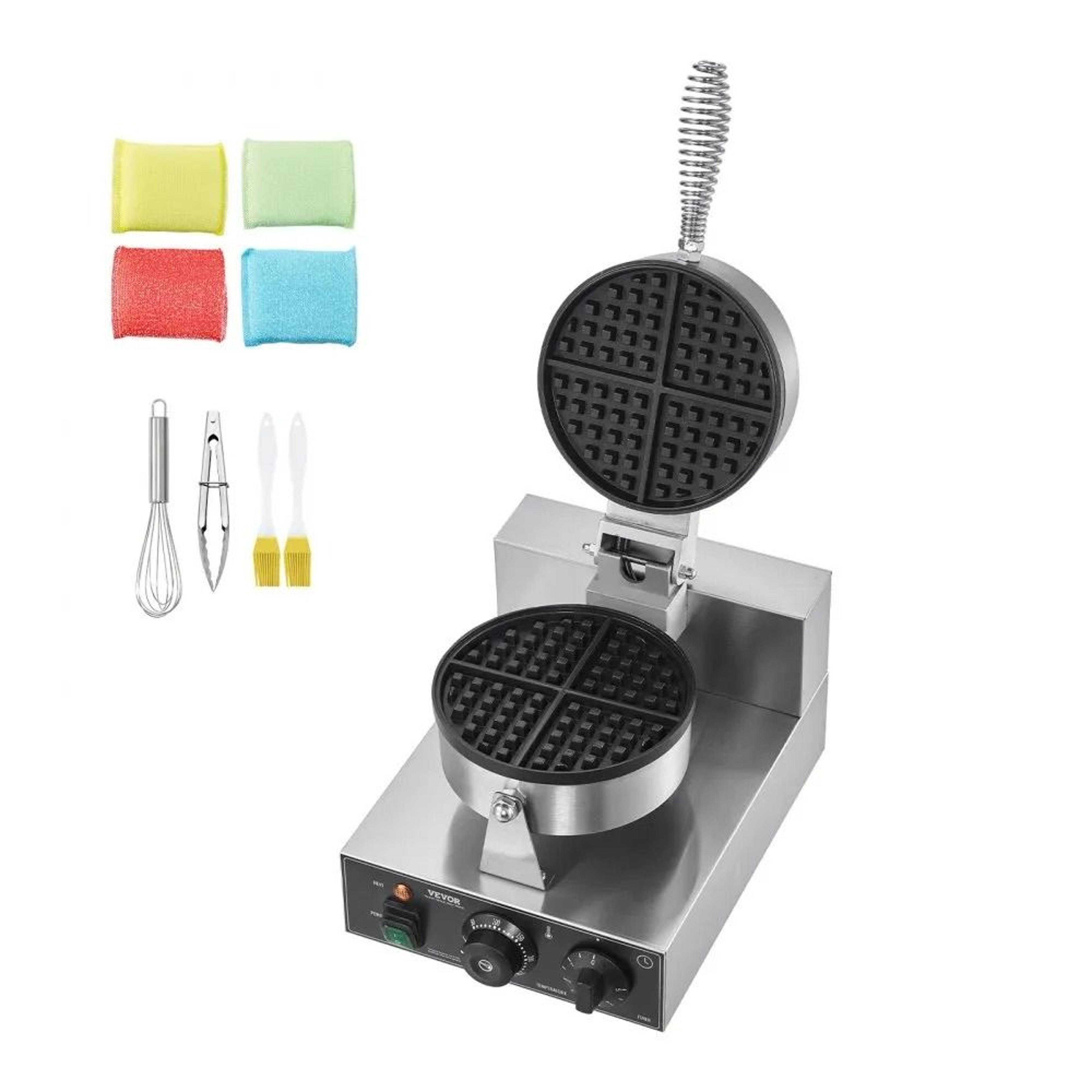 Commercial Round Belgian Waffle Maker 1230W Non Stick Waffle Iron With Timer And Temperature Contro 9
