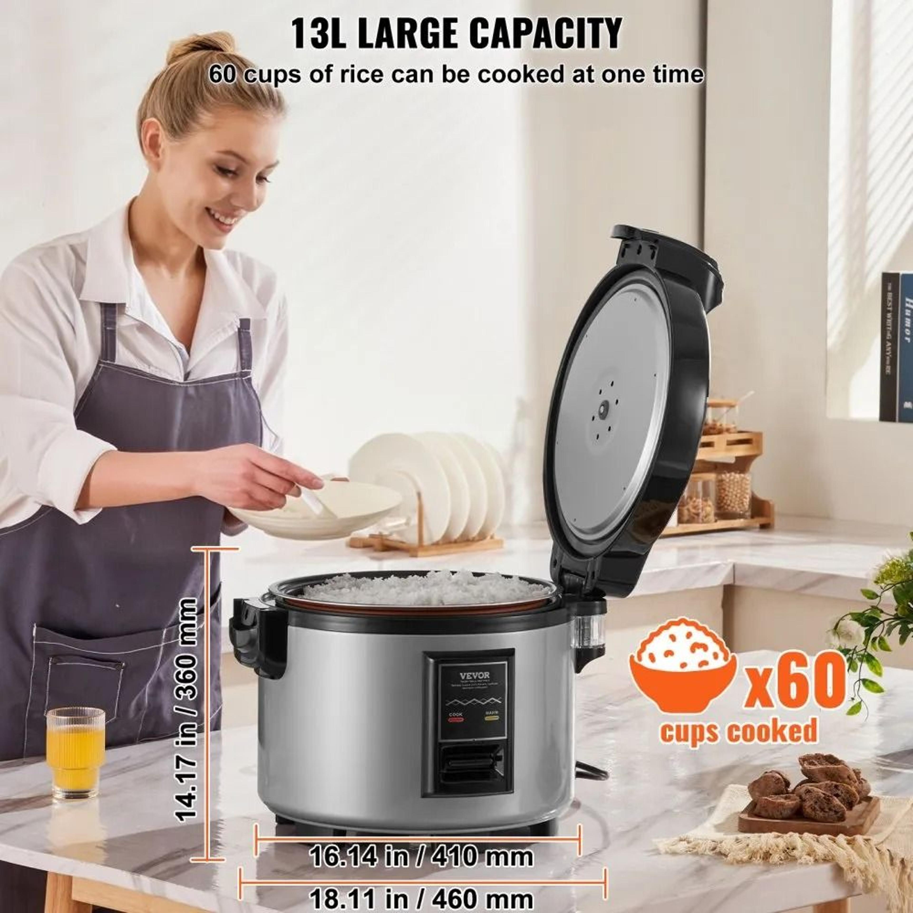 Commercial Rice Cooker 60 Cup Large Capacity Rice Warmer With Nonstick Pot 5