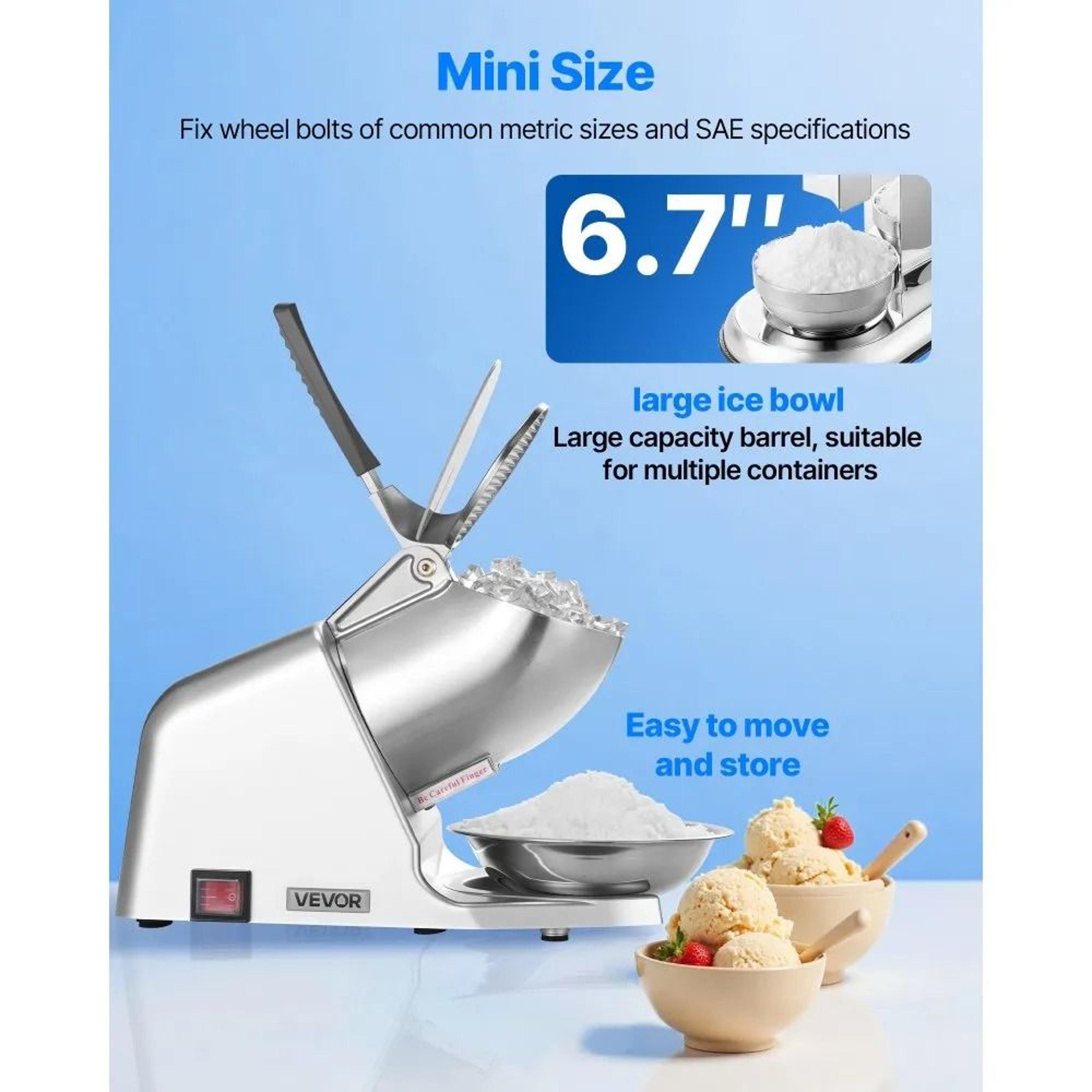 Commercial Ice Crusher Machine 286lbsh Electric Snow Cone Maker With Stainless Steel Shaved Ice Bla 2