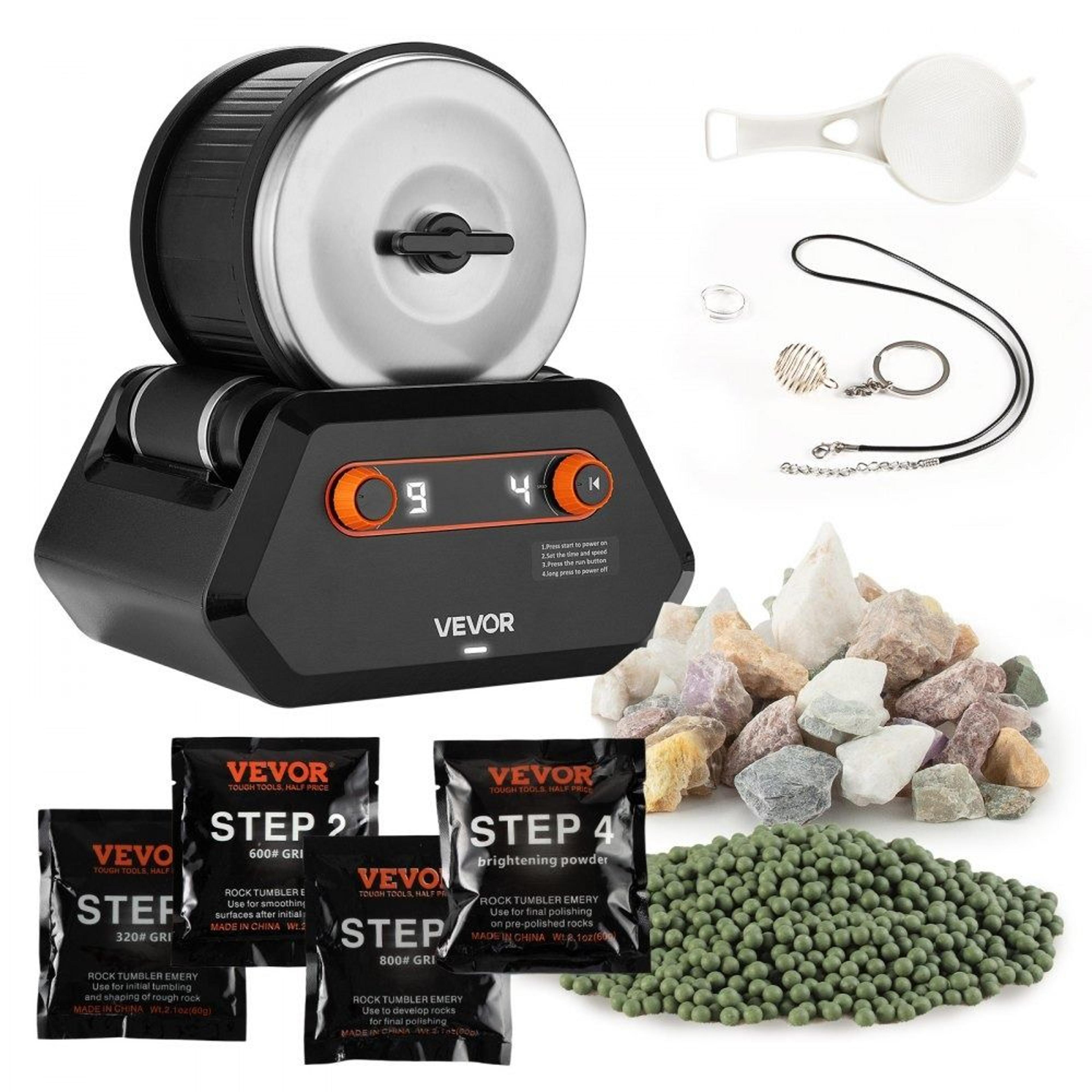 rock tumbler kit 3 lbs rock polisher with gemstones and timer