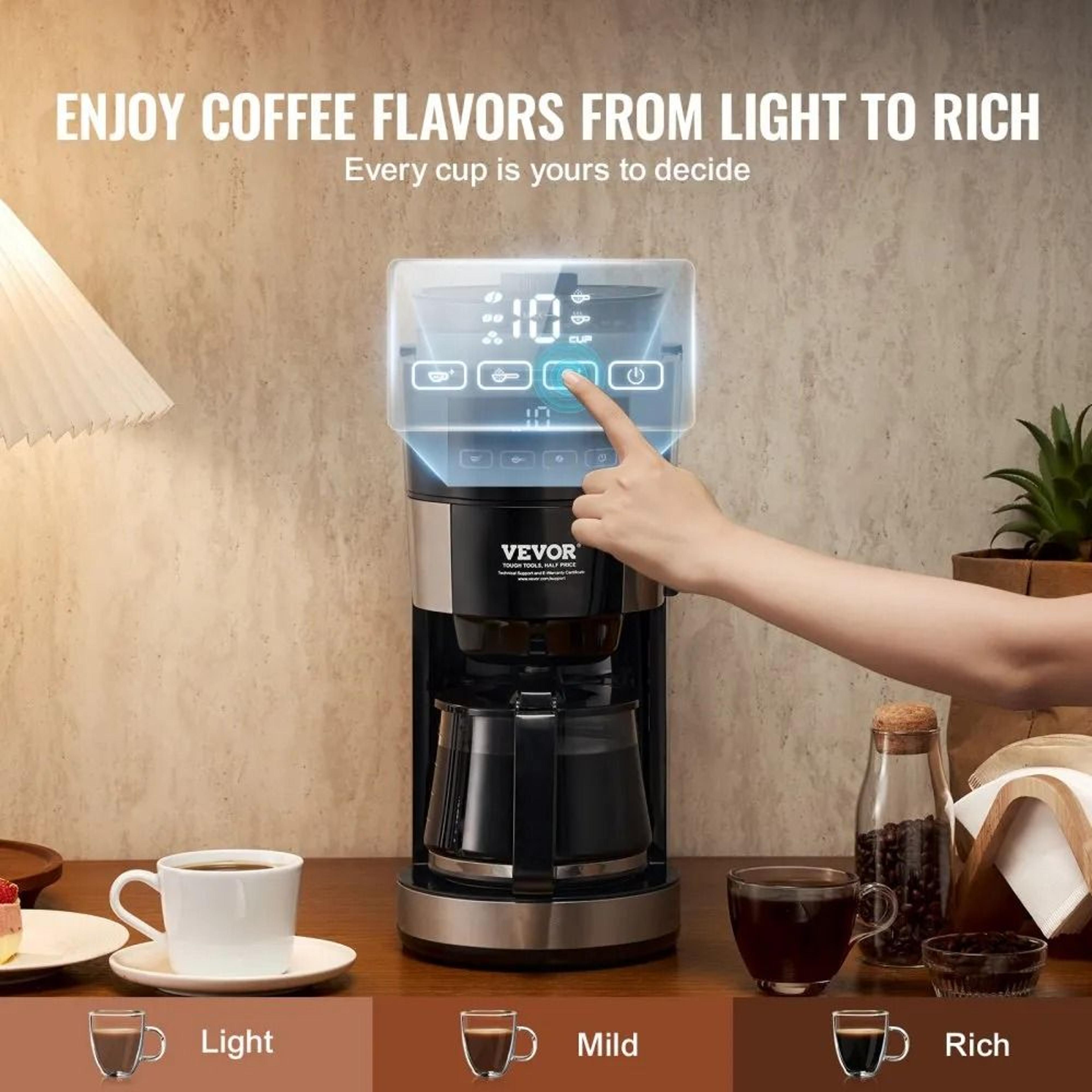 Grind And Brew Coffee Maker 10 Cup Drip Machine With Adjustable Strength 4