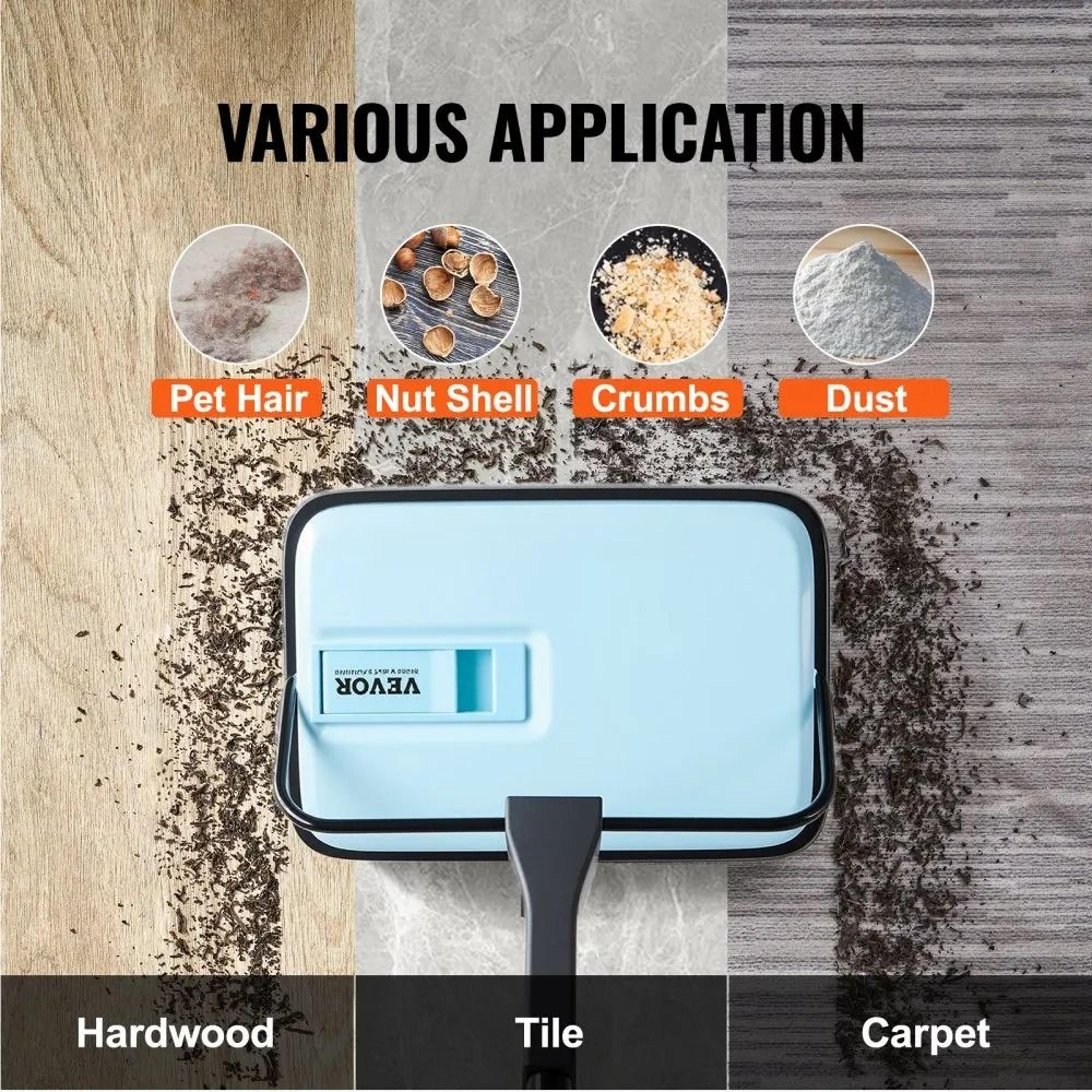Manual Carpet Sweeper With Rotating Brush For Pet Hair Dust And Quick Floor Cleaning 2
