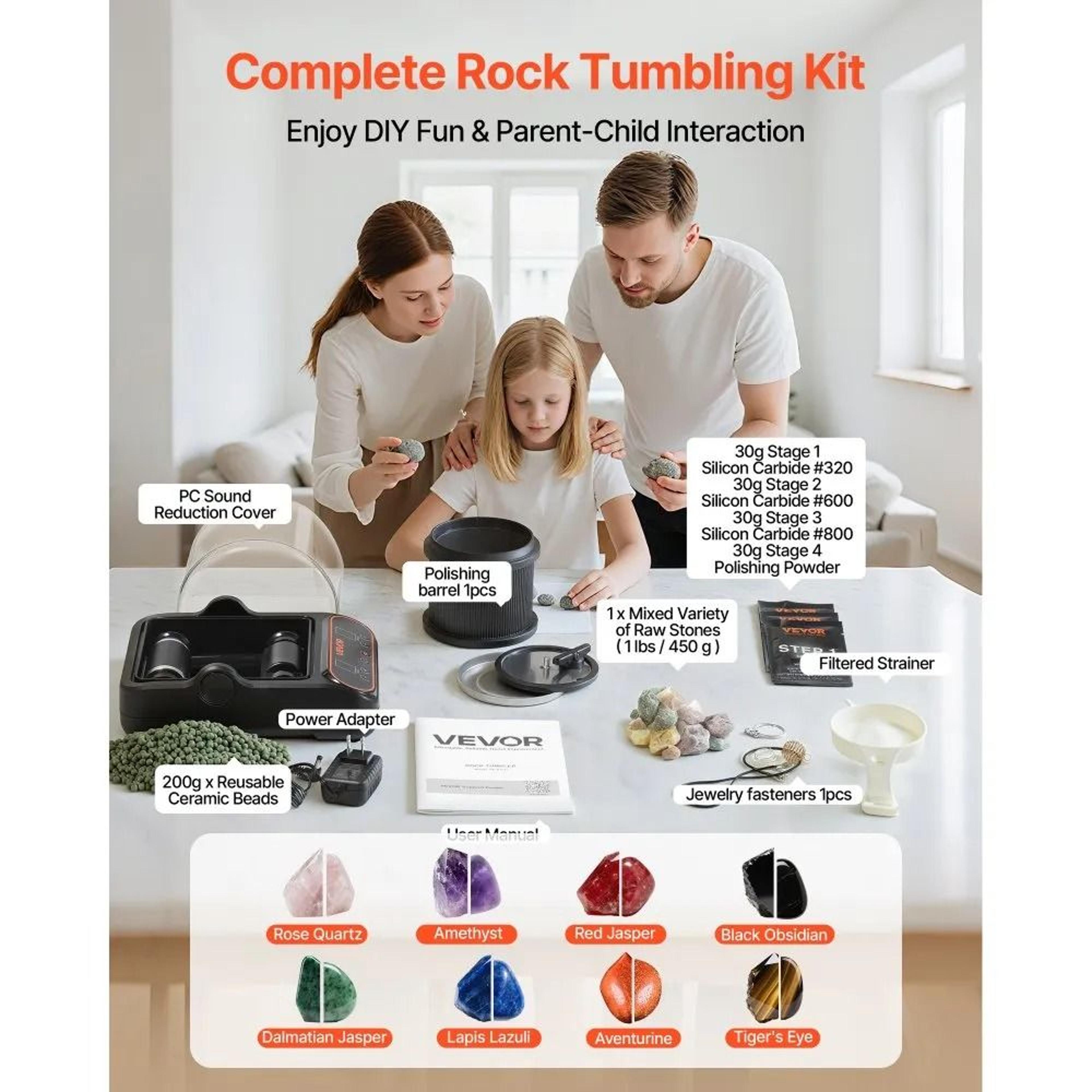 Rock Tumbler 2 Lb Rock Polishing Machine Kit With Quiet Motor 1