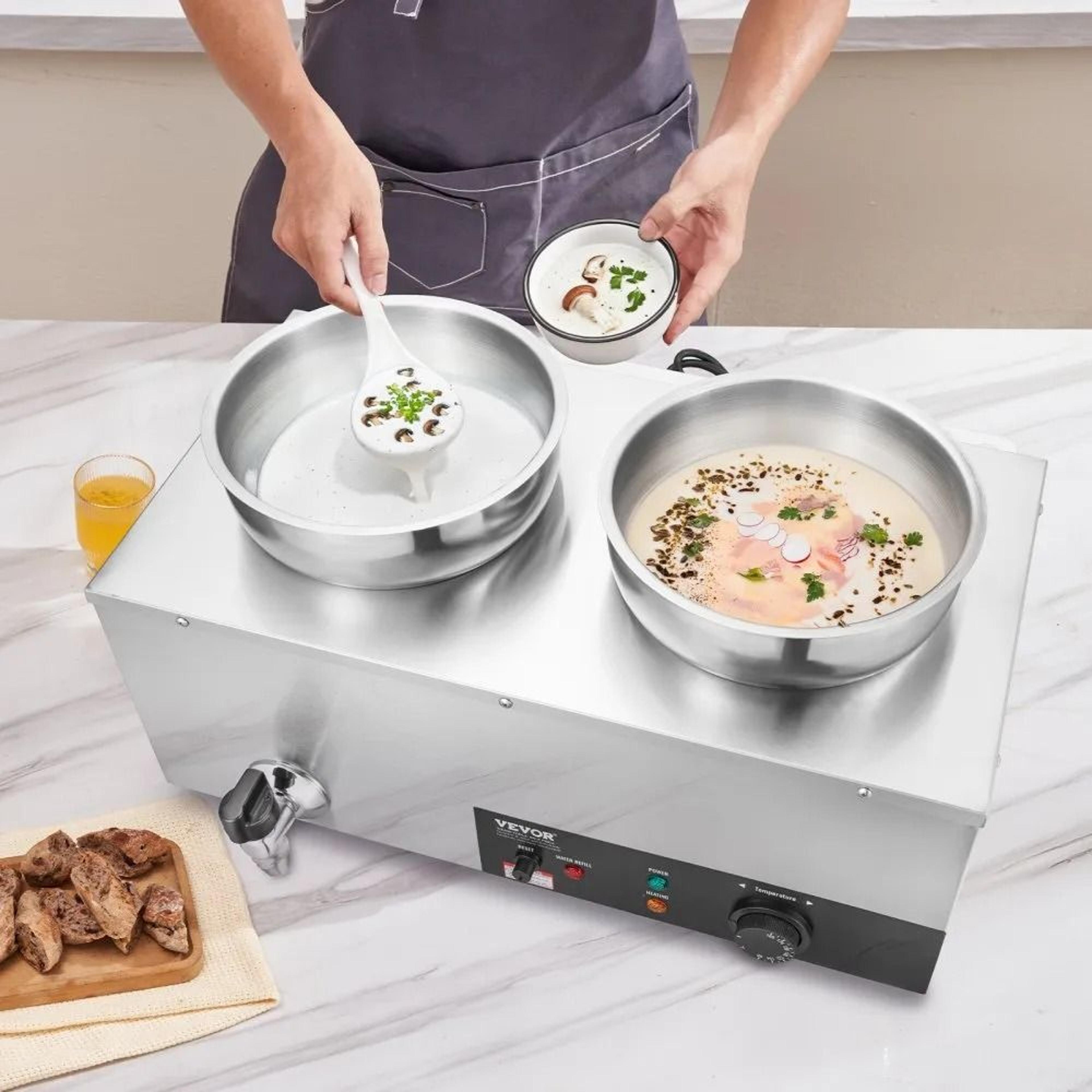 Commercial Electric Soup Warmer With Dual Stainless Steel Pots For Buffet Serving 6