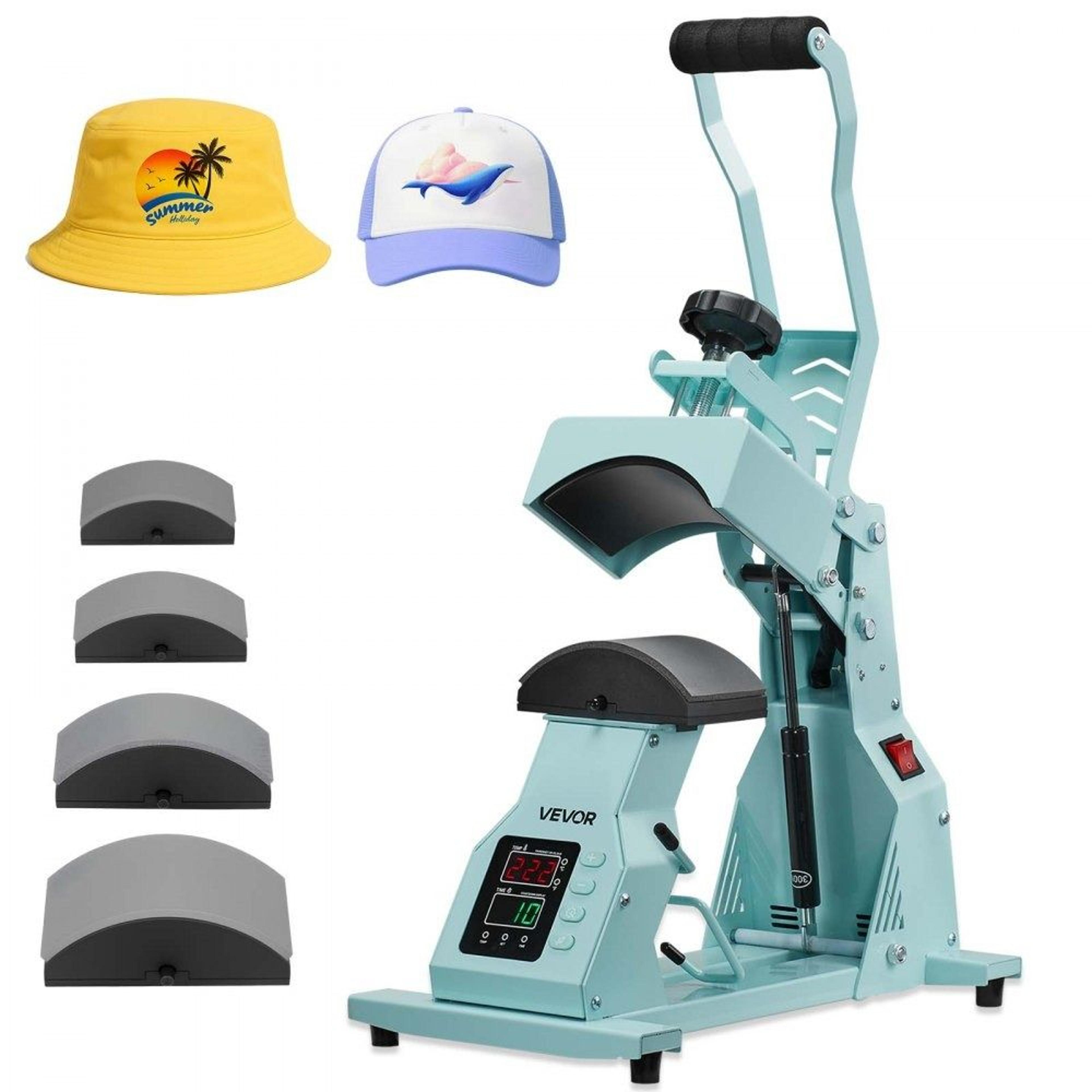 hat heat press machine with 4 interchangeable platens for custom cap sublimation projects