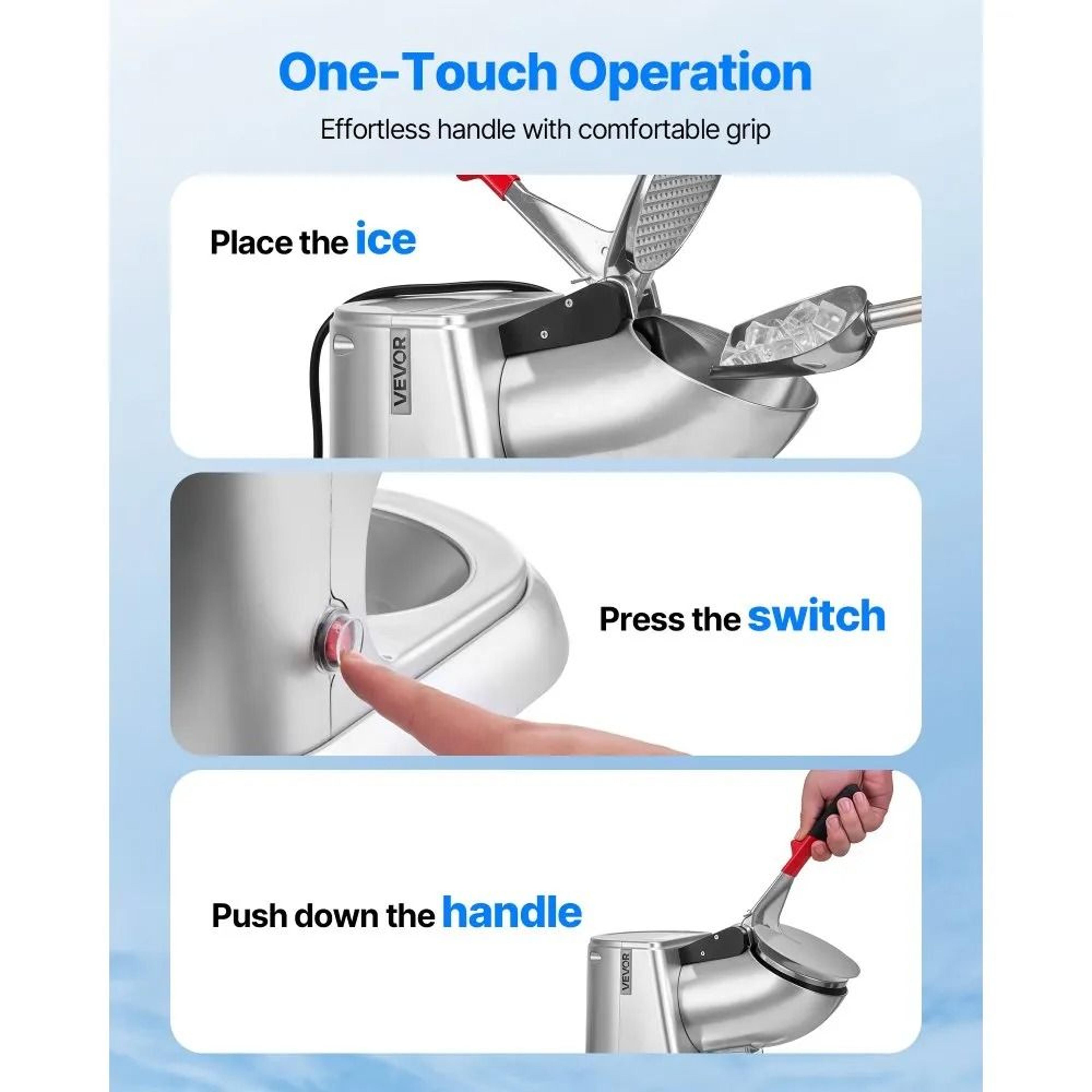Commercial Ice Crusher Machine 220lbsH Electric Snow Cone Maker With Stainless Steel Shaved Ice Bla 4