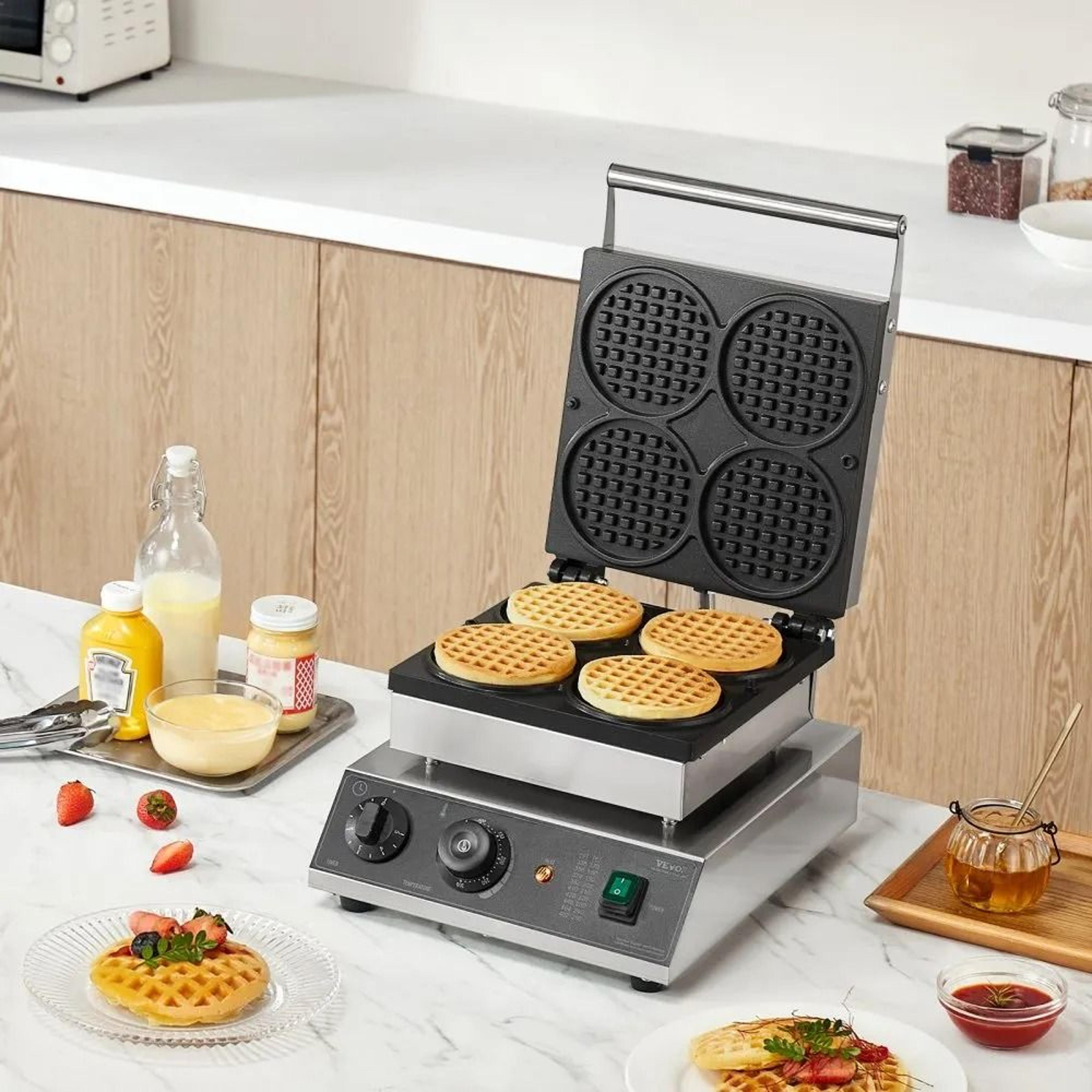 Commercial Waffle Maker 4 Plate Belgian Waffle Iron With Temperature Control 5