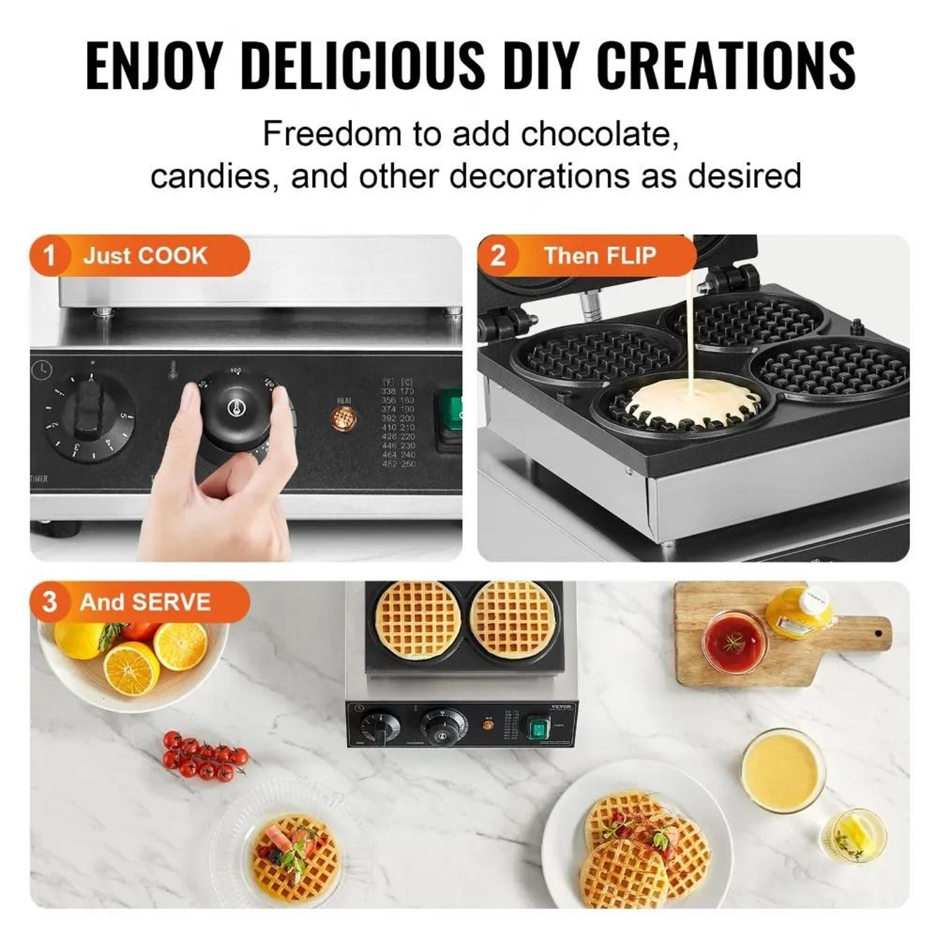 Commercial Waffle Maker 4 Plate Belgian Waffle Iron With Temperature Control 1