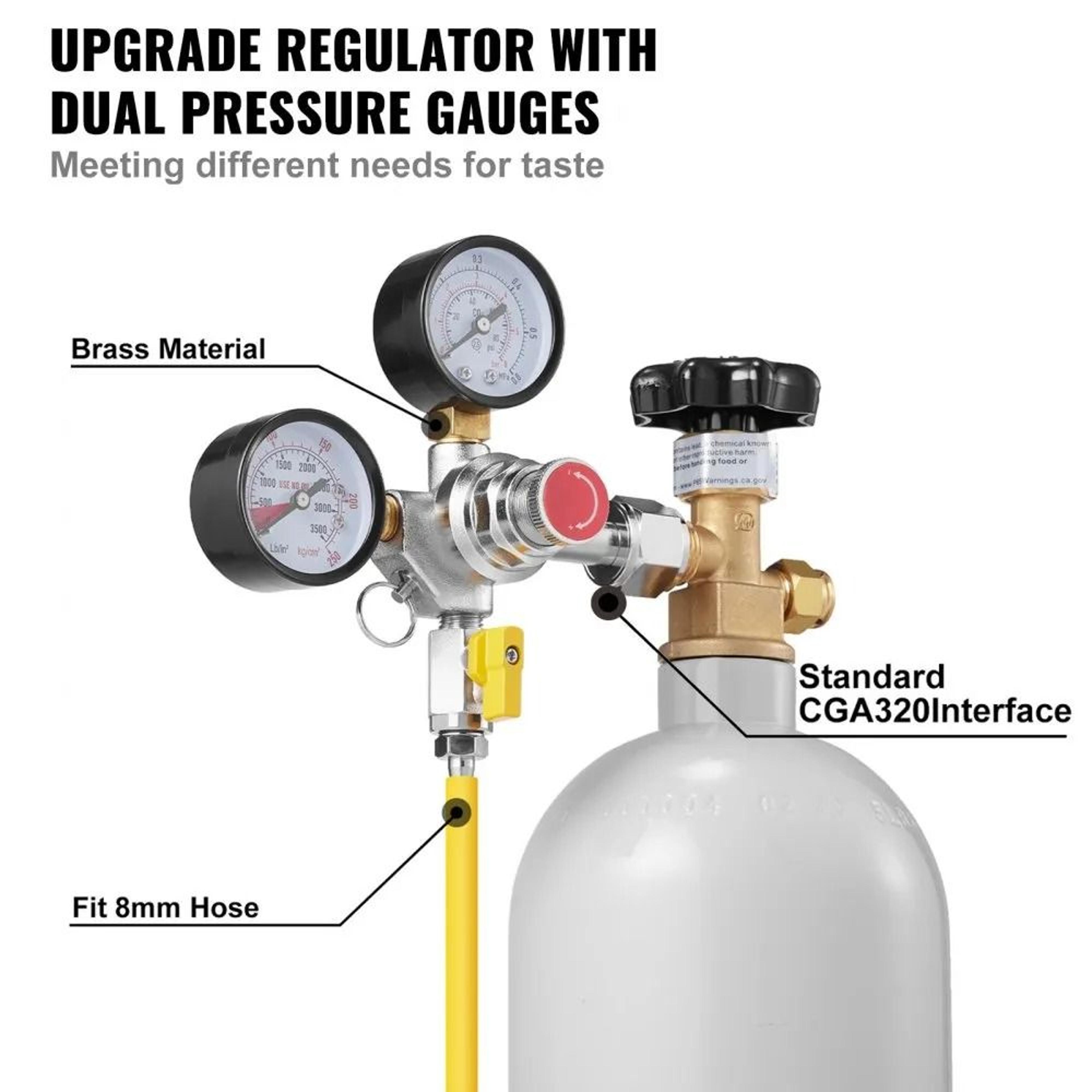 Double Gauge CO2 Regulator For Draft Beer Homebrew With Adjustable Pressure Control 2