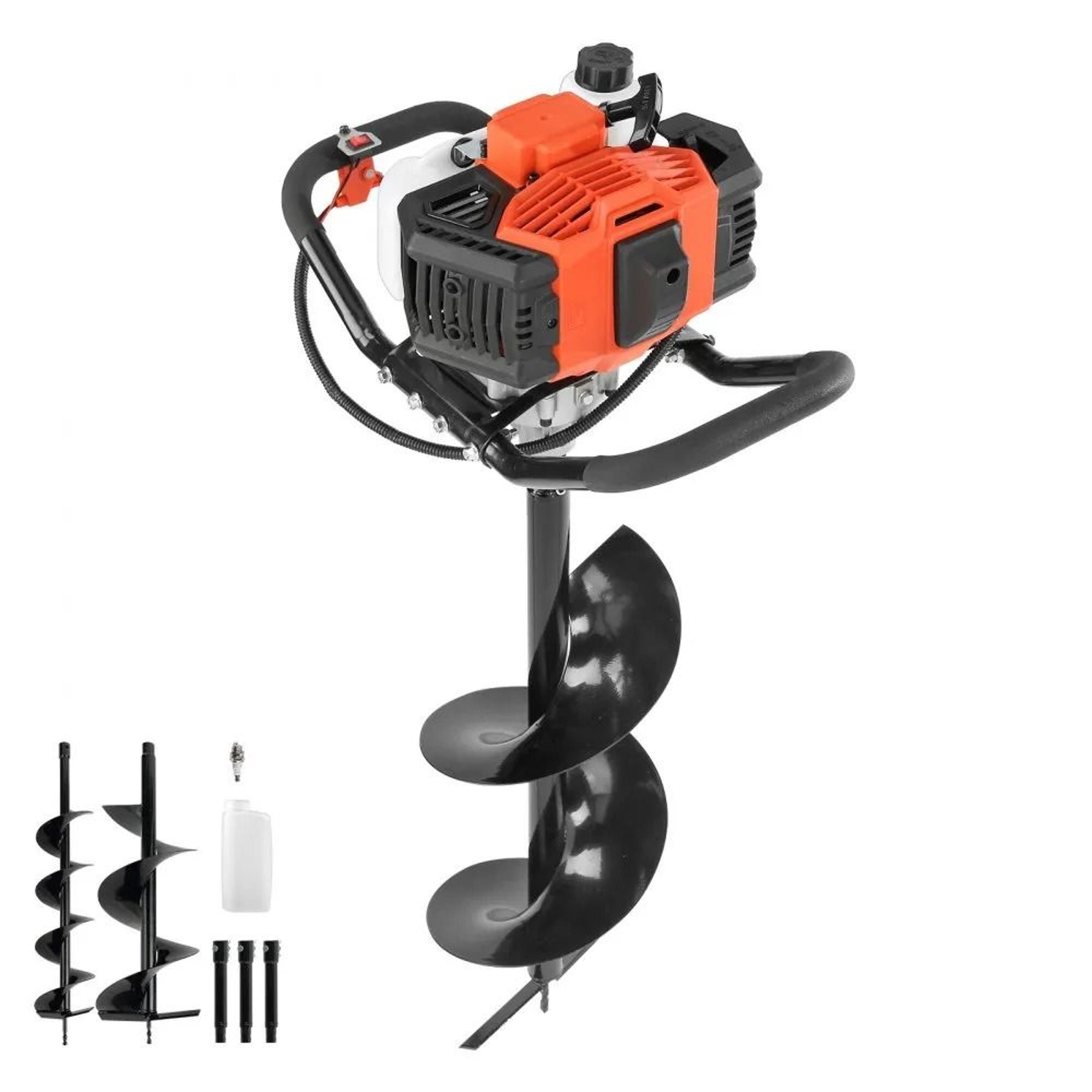52cc gas powered post hole digger heavy duty earth auger with drill bits