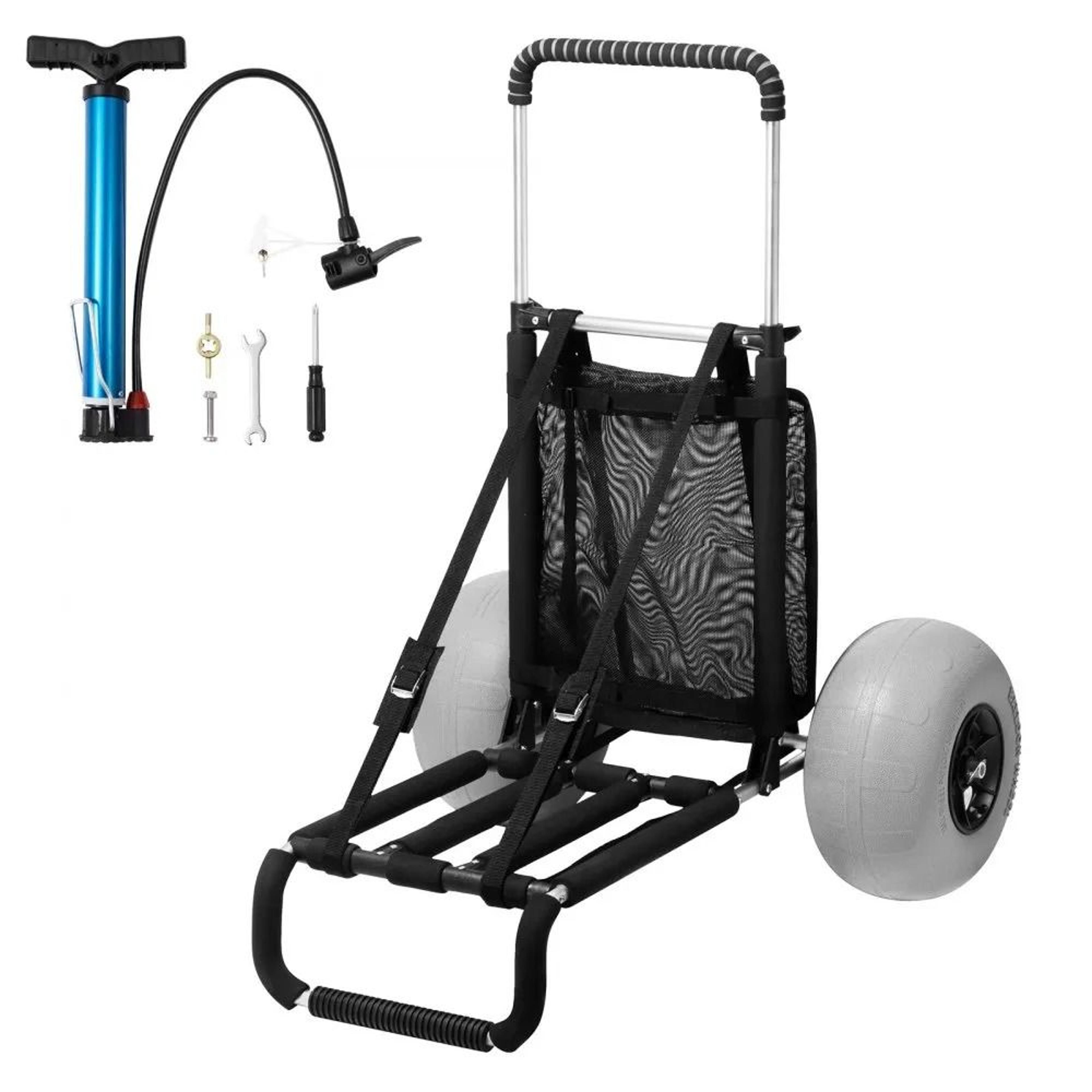 heavy duty beach cart with big wheels foldable sand wagon 165lbs capacity