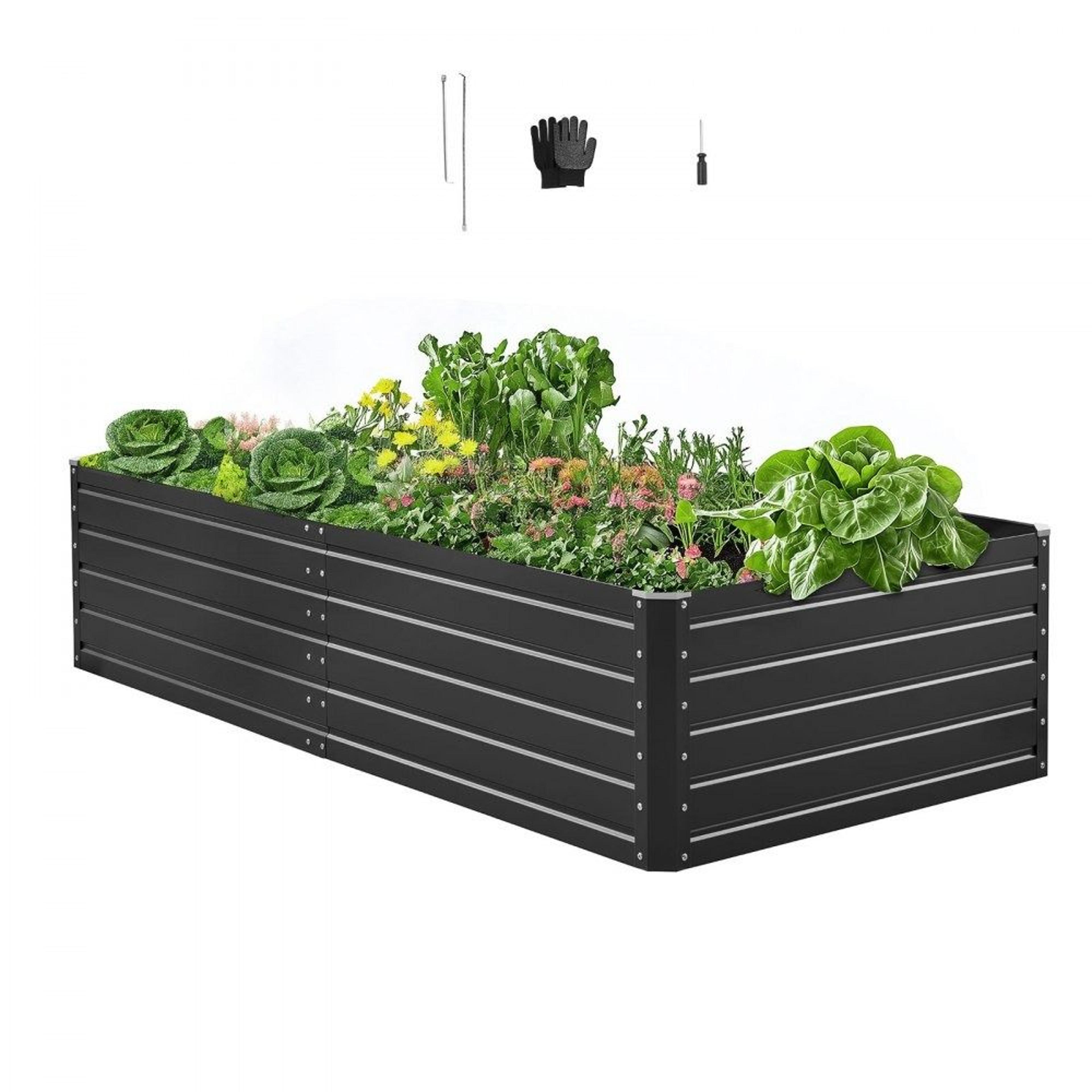 metal raised garden bed outdoor galvanized planter box for vegetables flowers and herbs