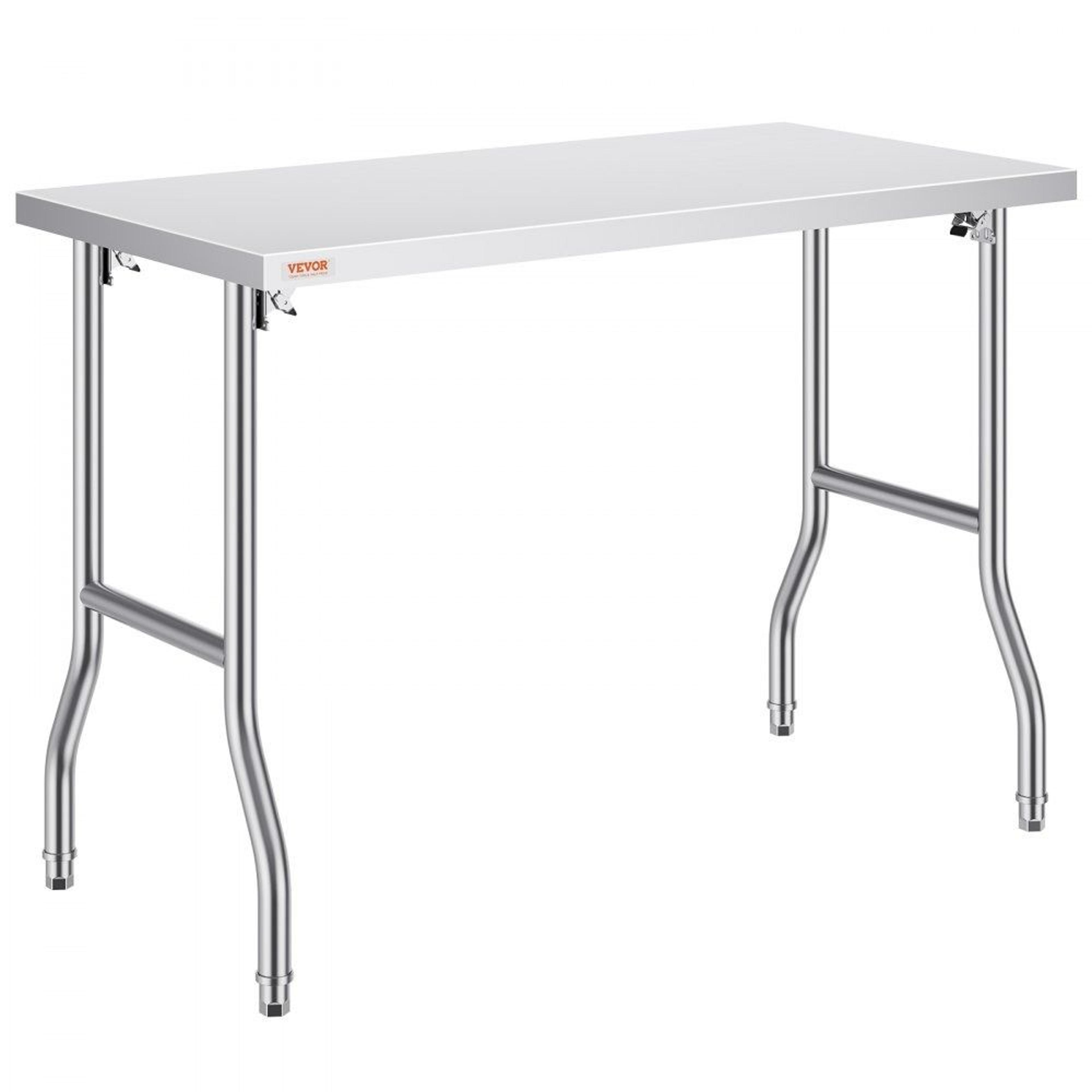 folding stainless steel work table 48 x 24 inch commercial kitchen prep station