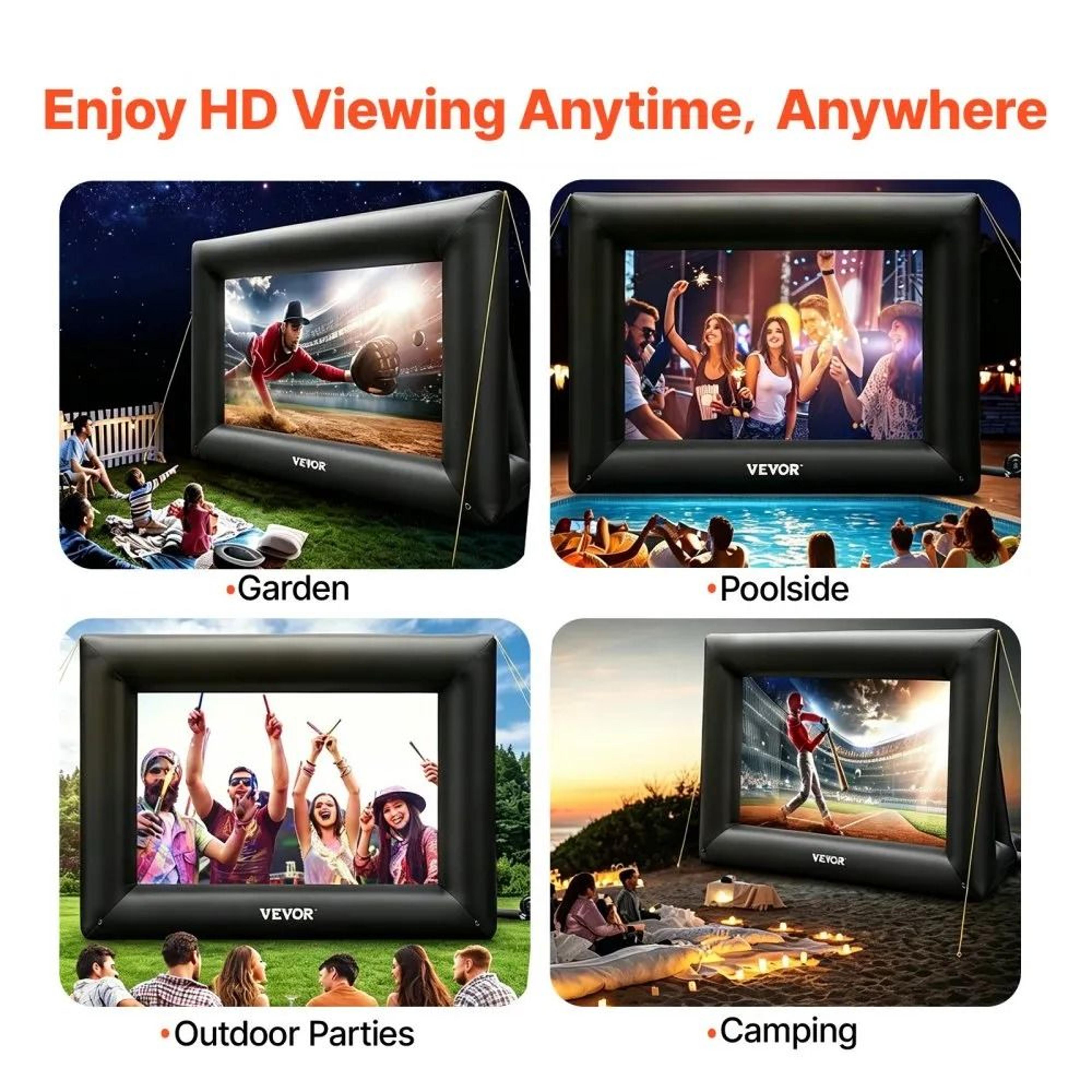 24FT Inflatable Outdoor Movie Screen With 360W Blower Portable Projector Theater 5
