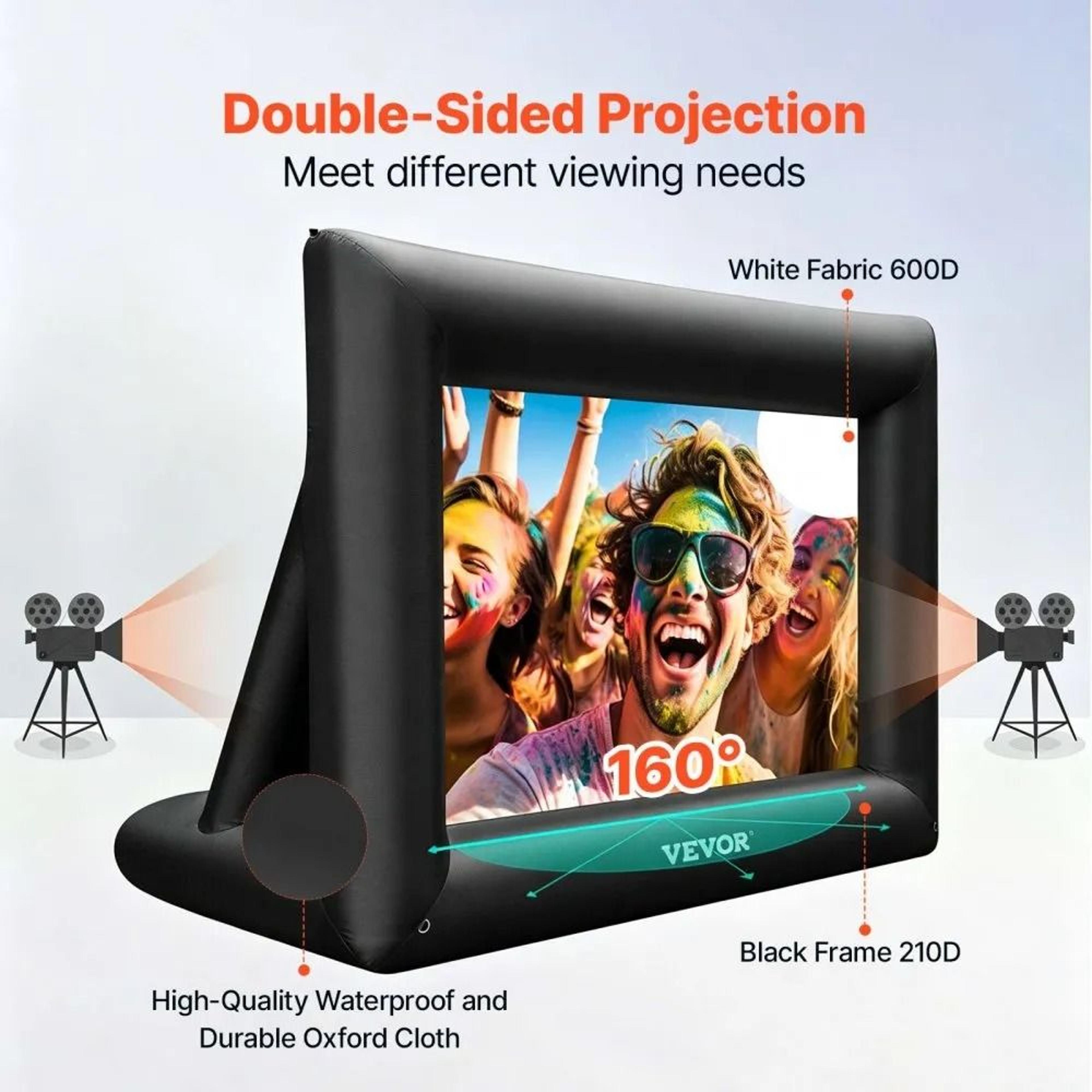 24FT Inflatable Outdoor Movie Screen With 360W Blower Portable Projector Theater 6